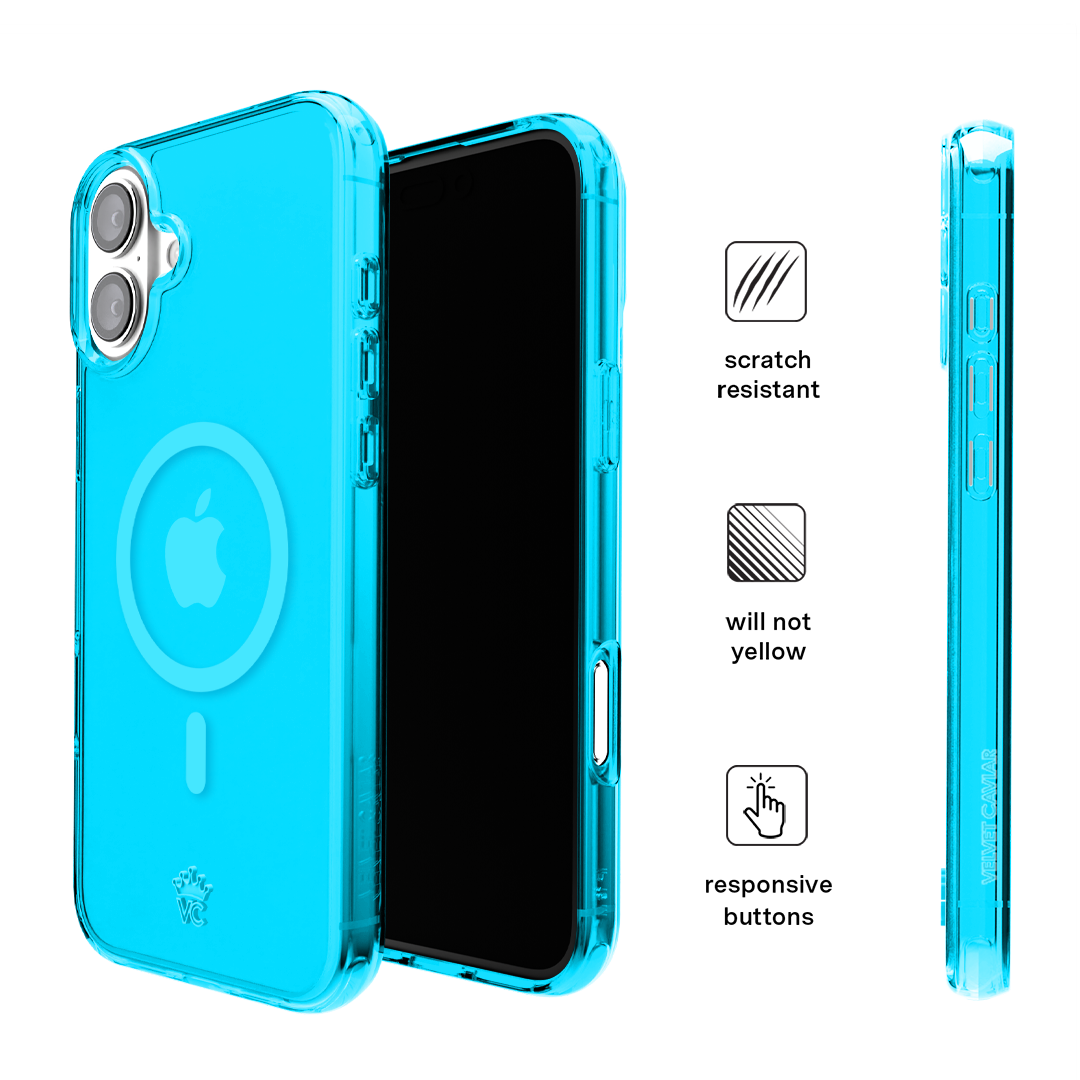 Neon Blue Clear iPhone Case - Image 136