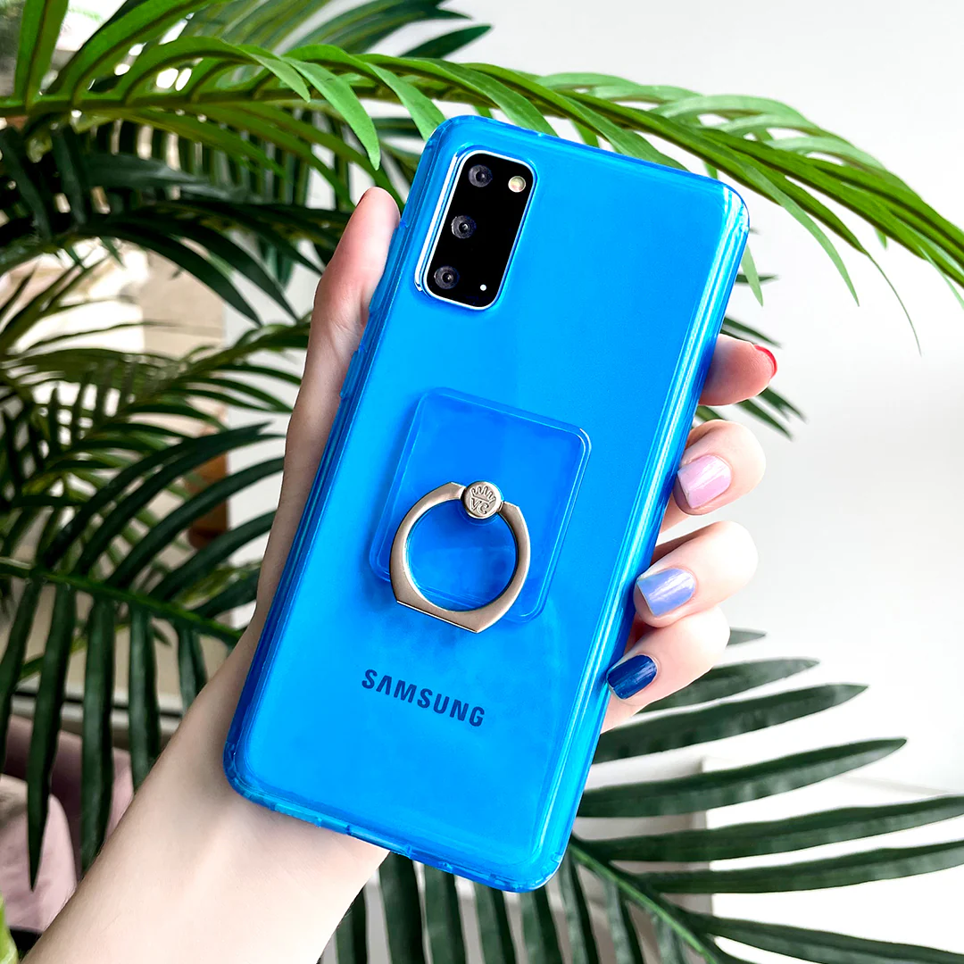 Neon Blue Clear Samsung Case - Image 32