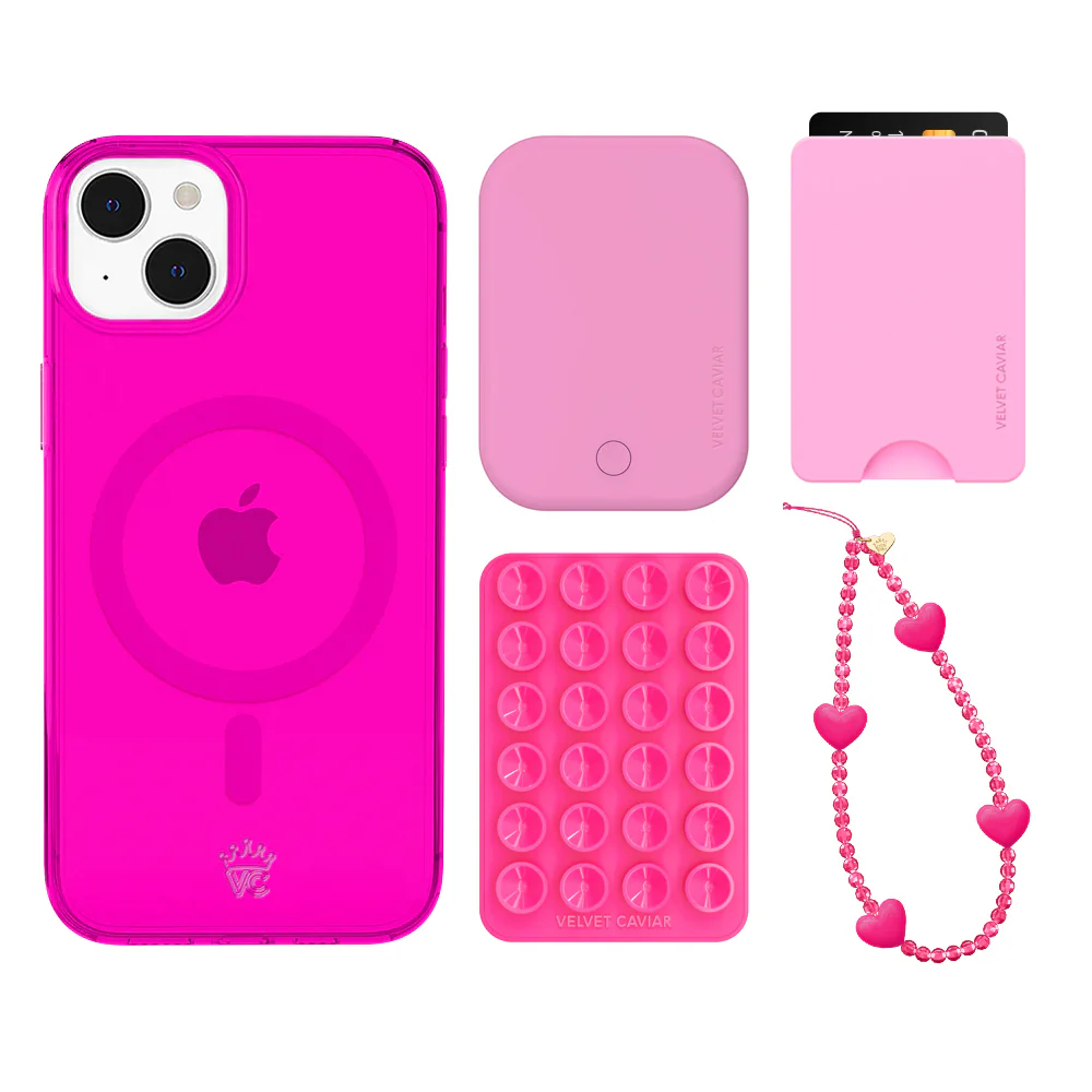 Neon Pink Clear iPhone Bundle Set - Wallet - Image 13