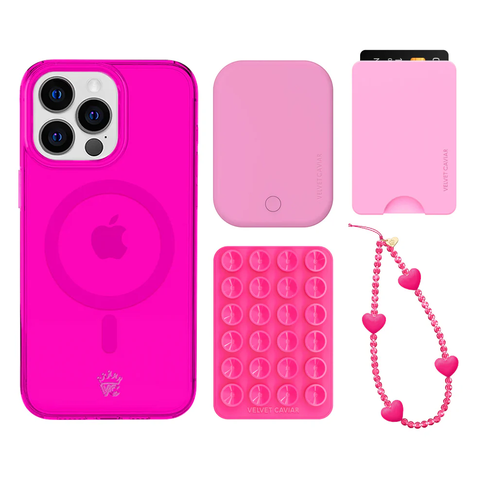 Neon Pink Clear iPhone Bundle Set - Wallet - Image 17