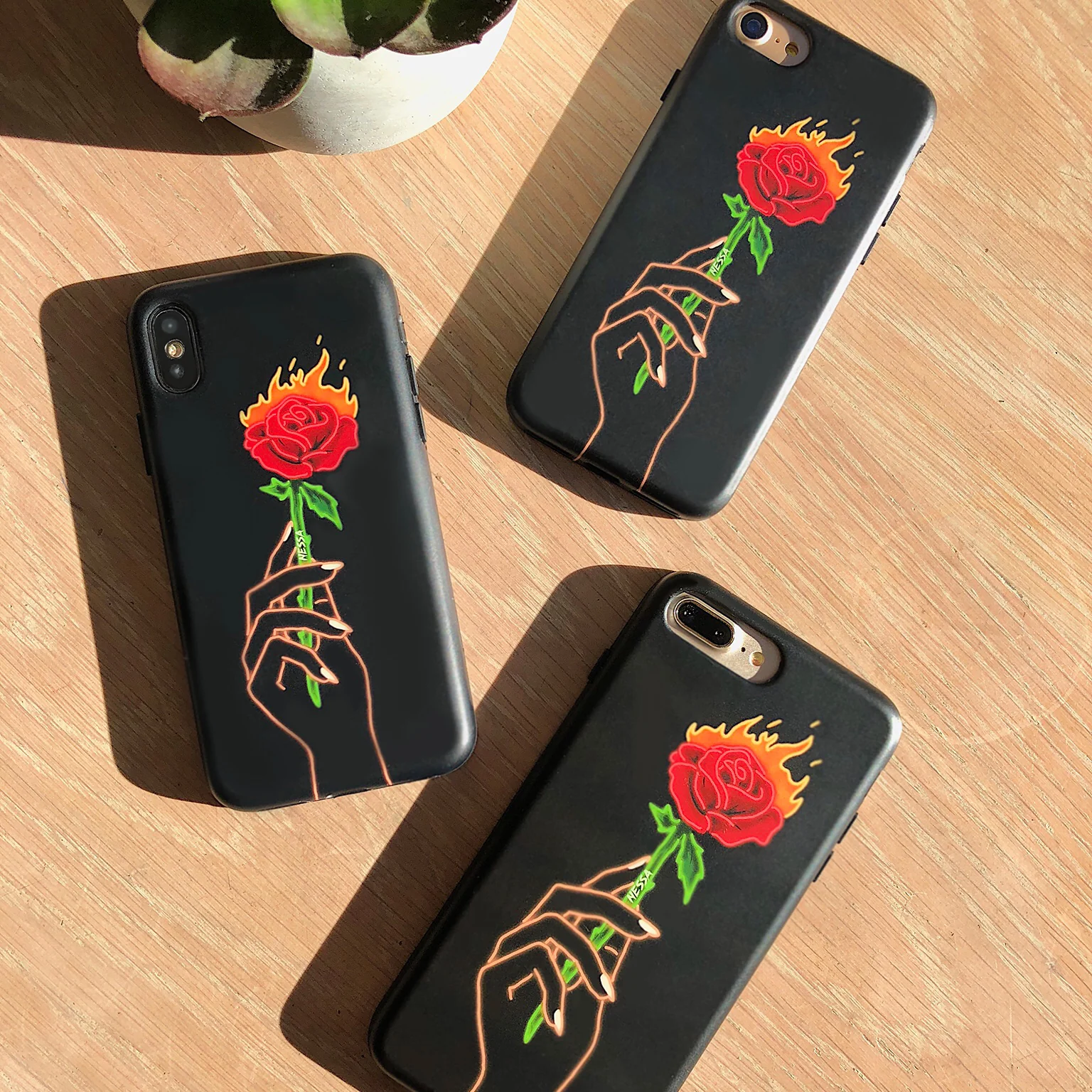 Neon Rose iPhone Case by Nessa - Image 9