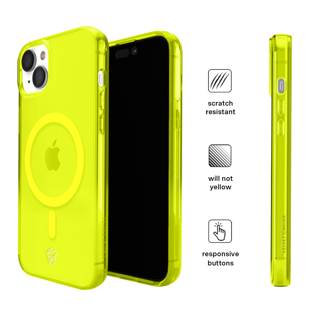 Neon Yellow Clear iPhone Case - Image 123