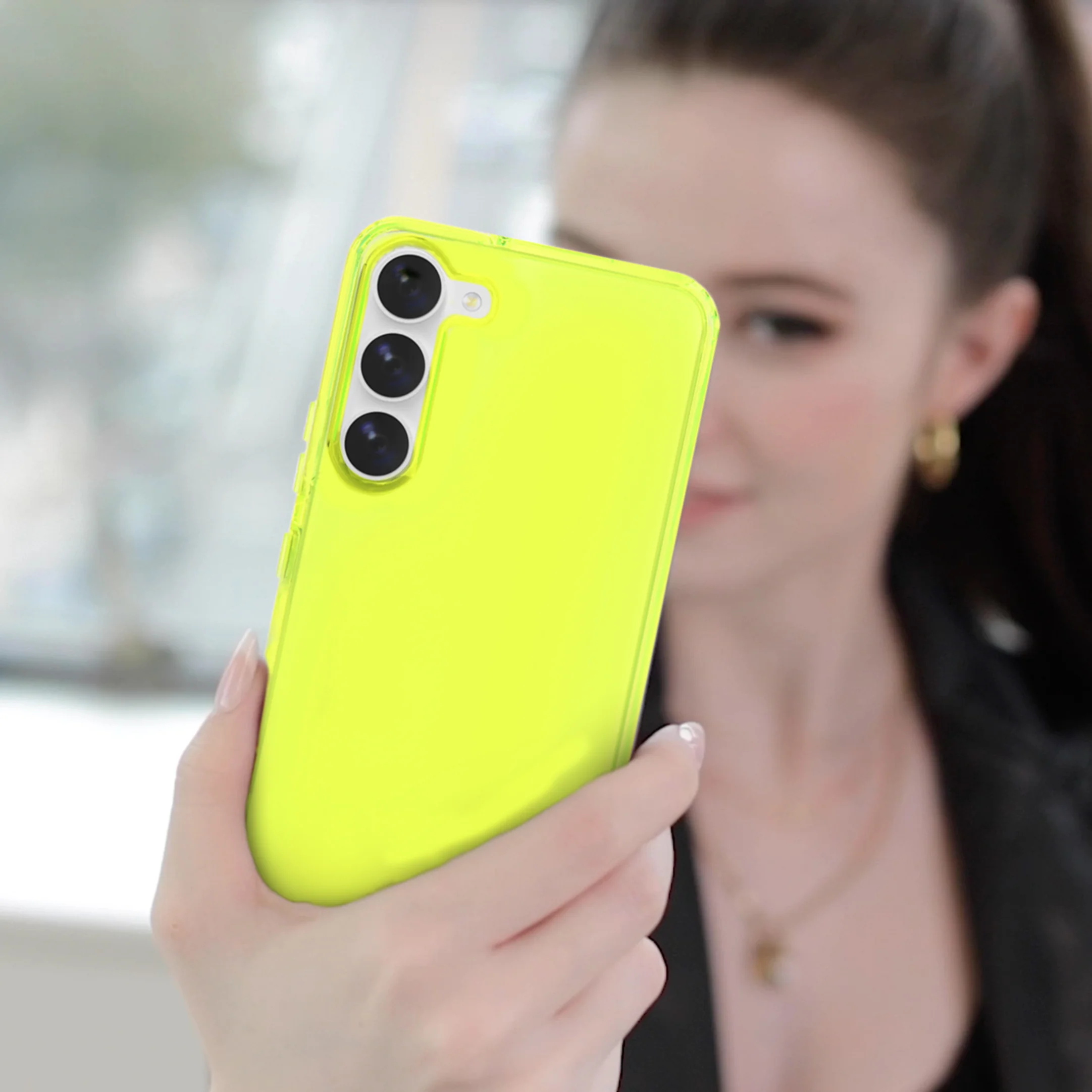 Neon Yellow Clear Samsung Case - Image 88