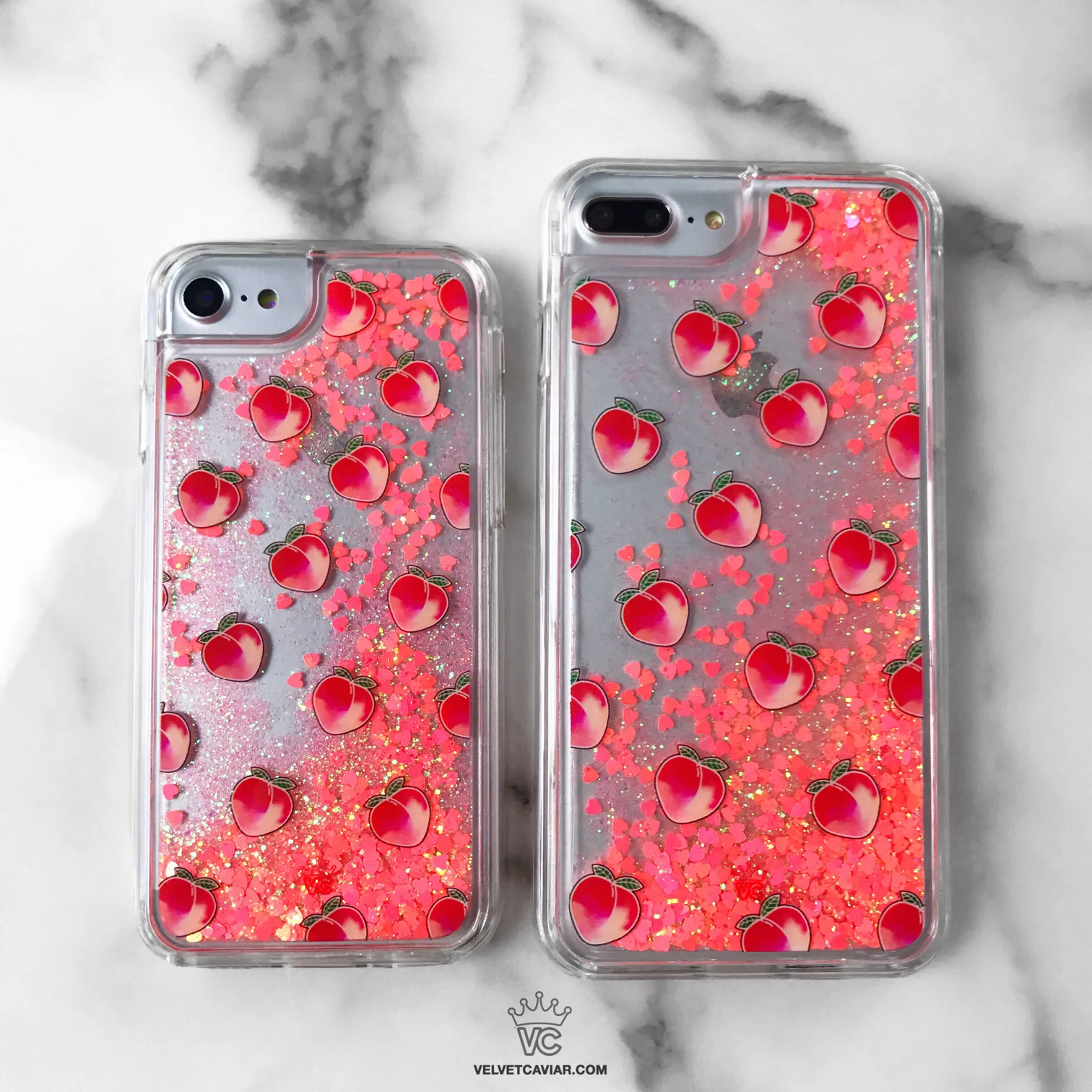 Peach Clear Glitter iPhone Case - Image 2