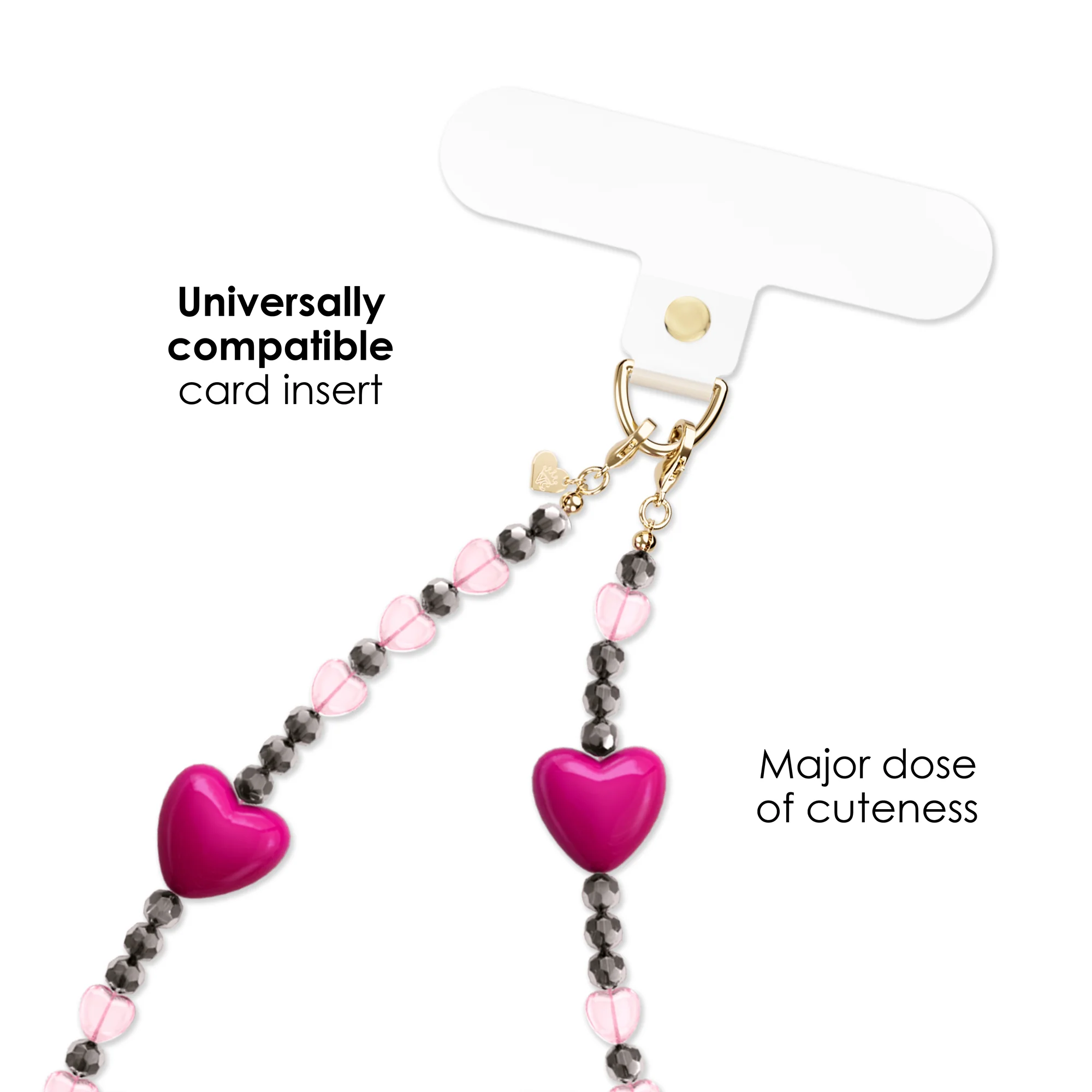 Pink & Black Heart Phone Charm - Image 2