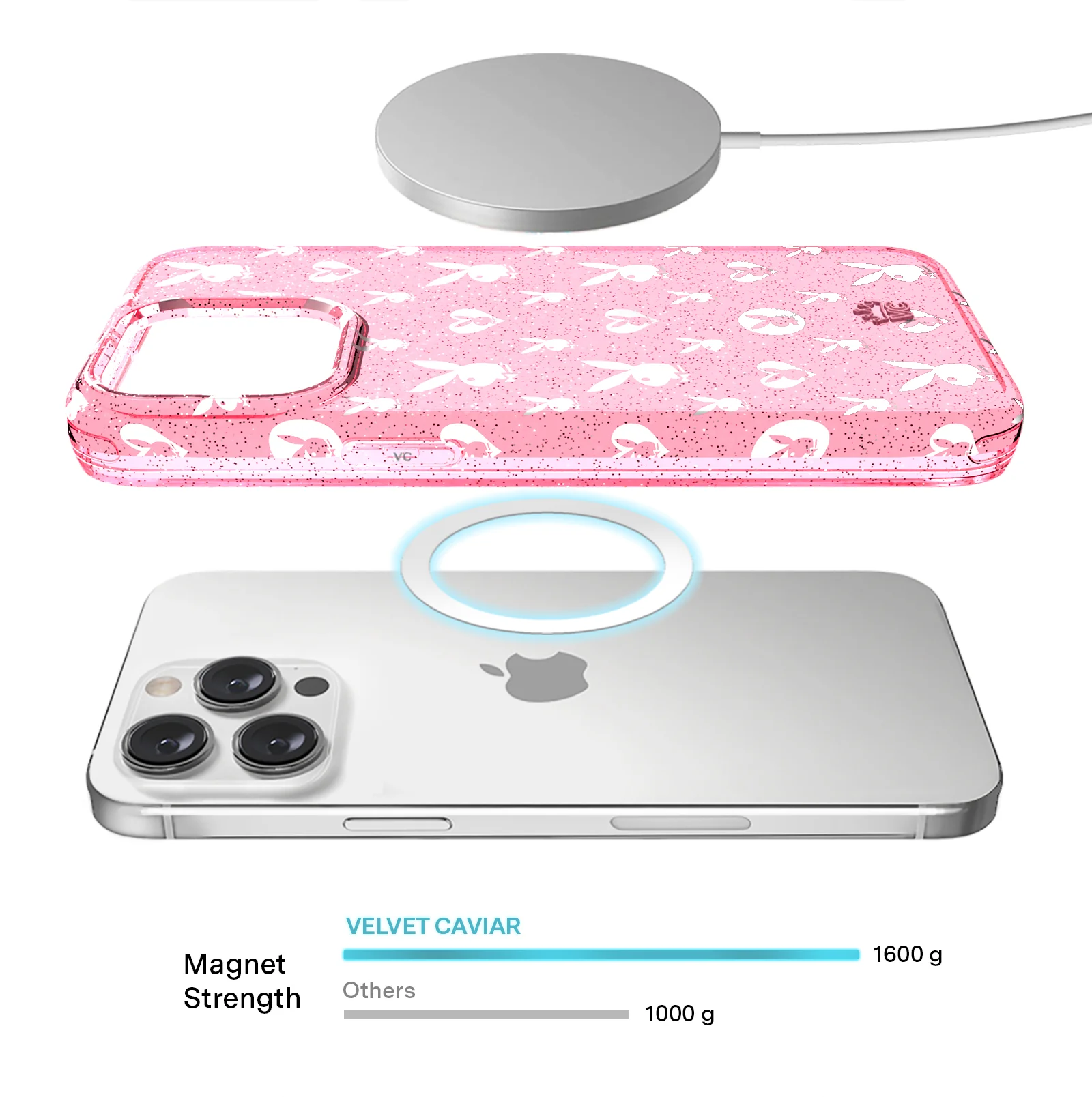 Playboy Pink Bunny Glitter iPhone Case - Image 93