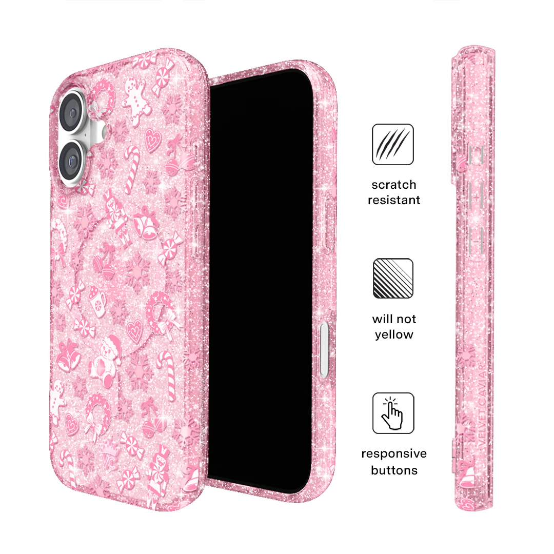Pink Christmas Glitter iPhone Case - Image 35