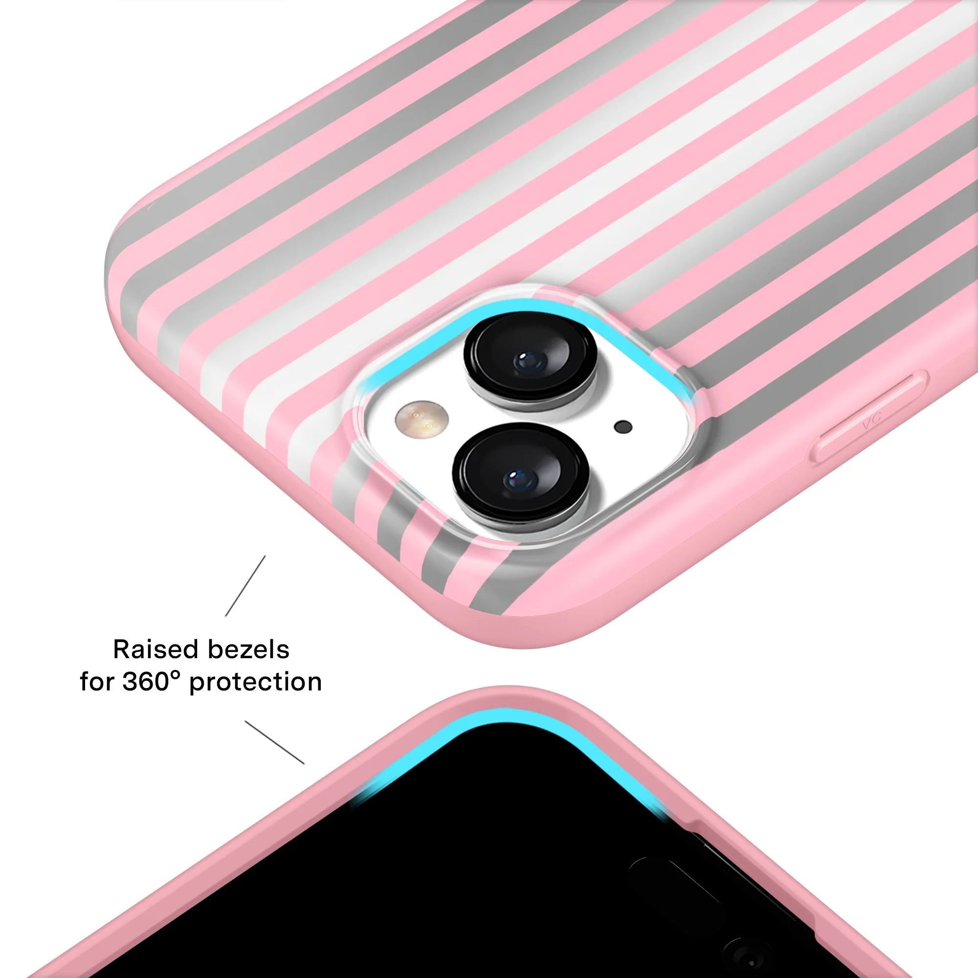 Pink Chrome Stripes iPhone Case - Image 8