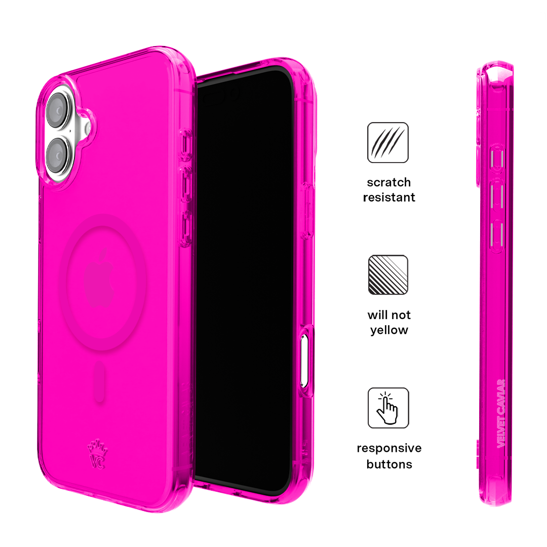 Neon Pink Clear iPhone Case - Image 133