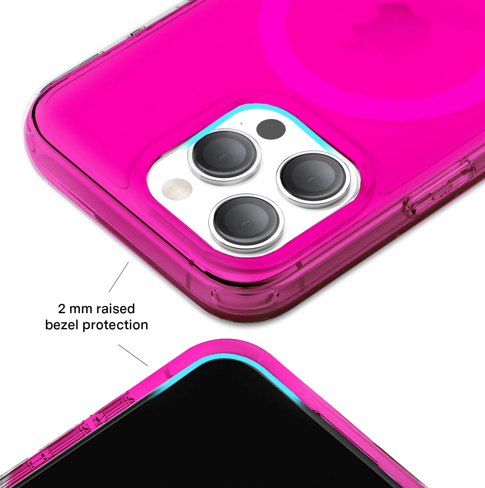 Neon Pink Clear iPhone Case - Image 69