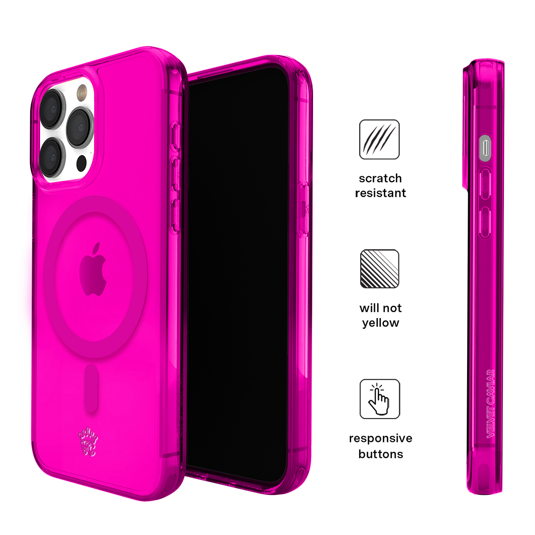 Neon Pink Clear iPhone Case - Image 83
