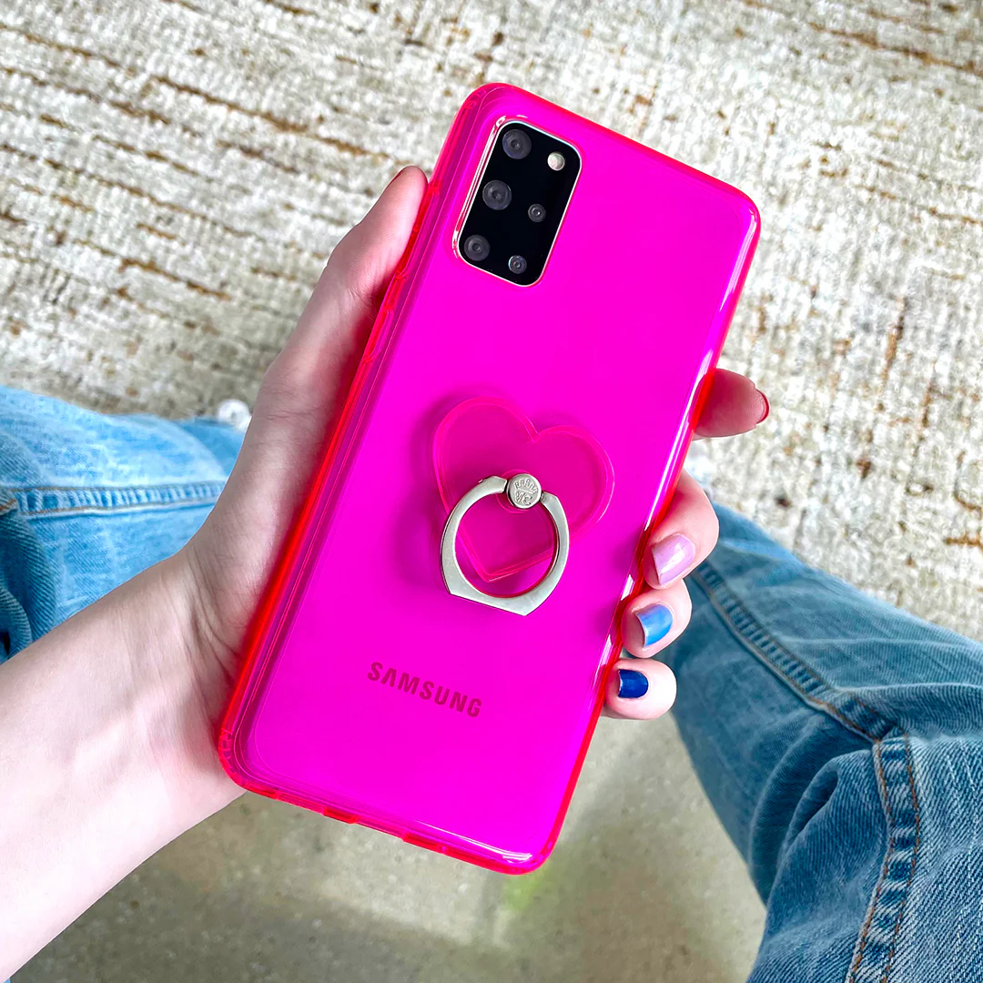 Neon Pink Clear Samsung Case - Image 61