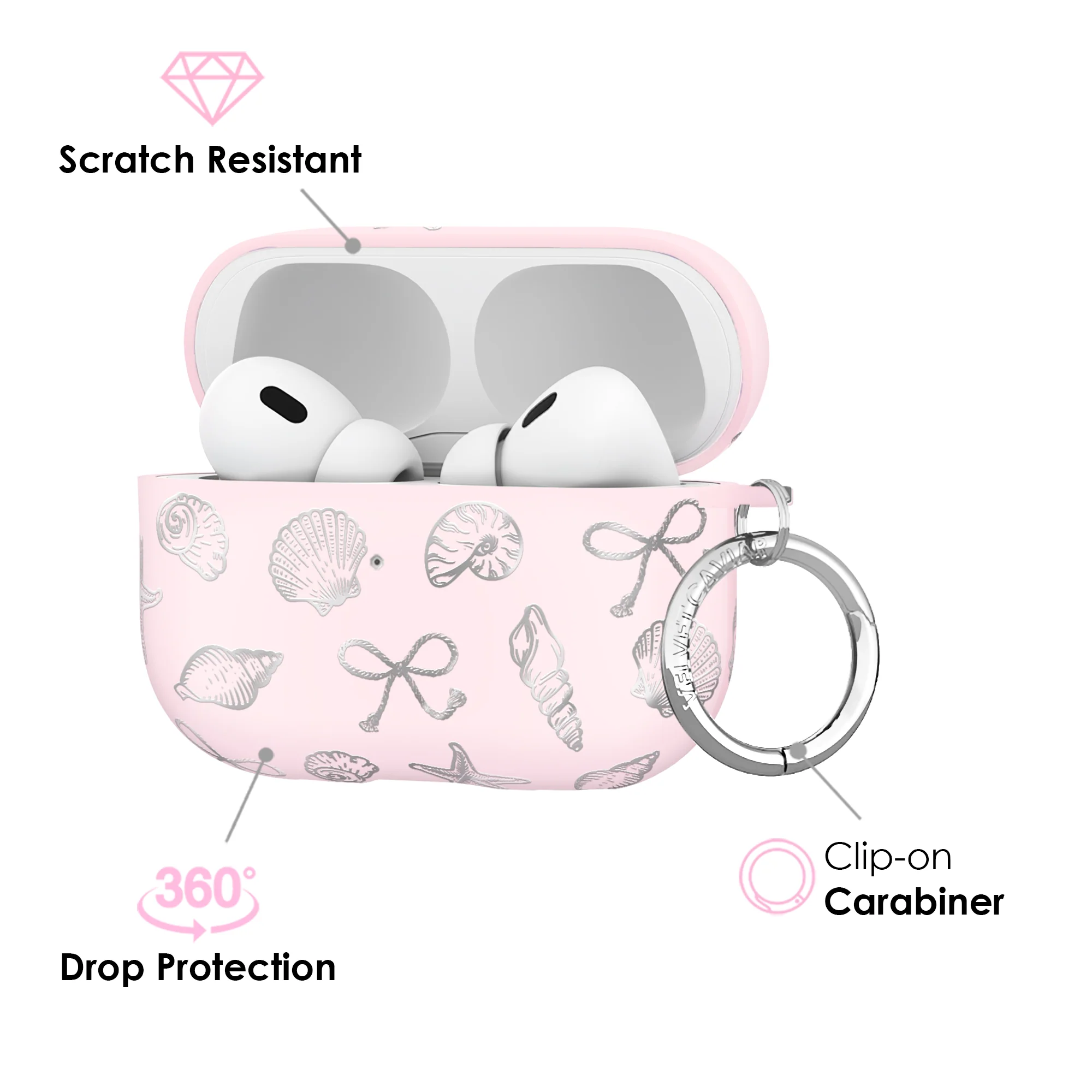 Pink Coastal Seashells AirPod Case - Image 8