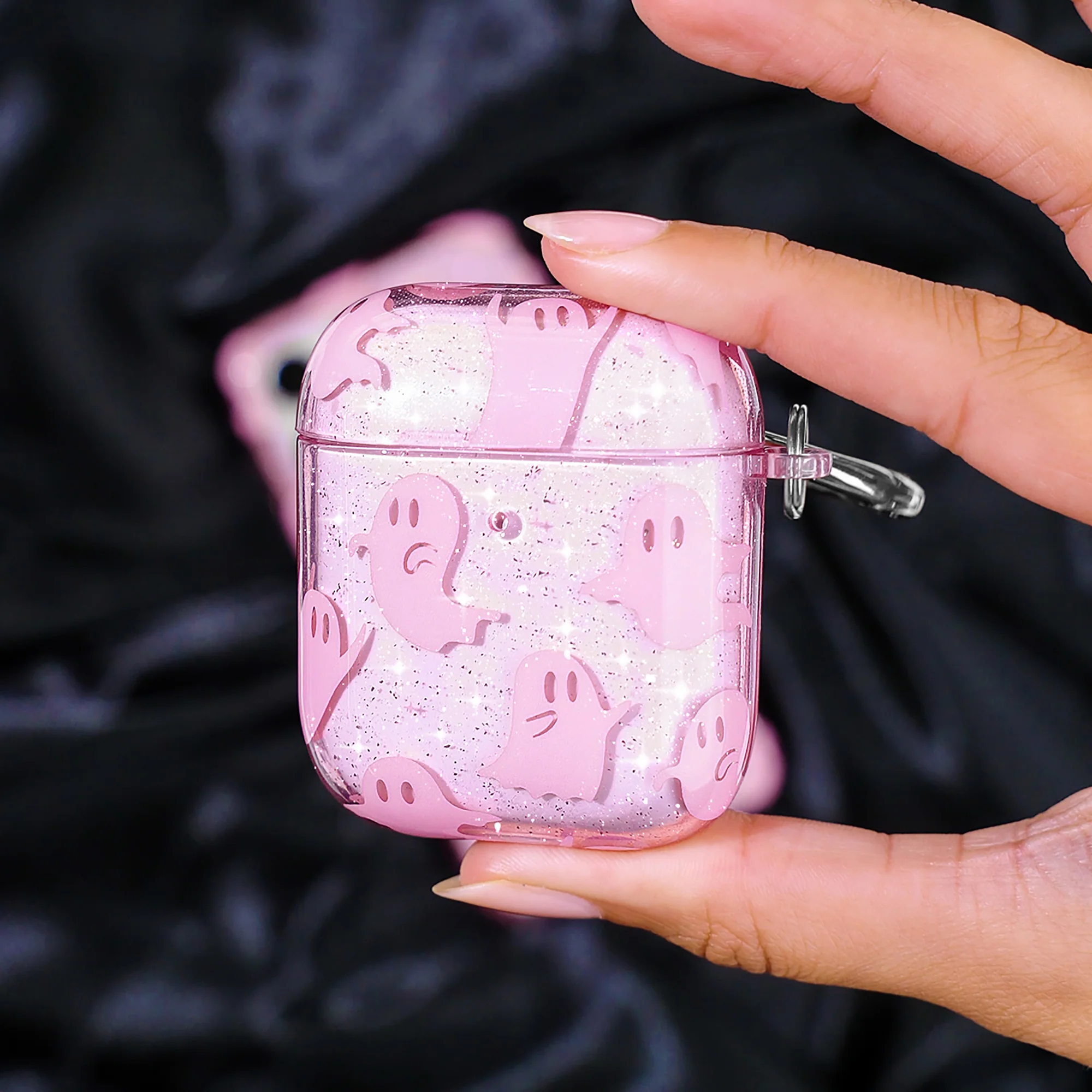 Ghosted Pink Glitter AirPod Case - Image 12