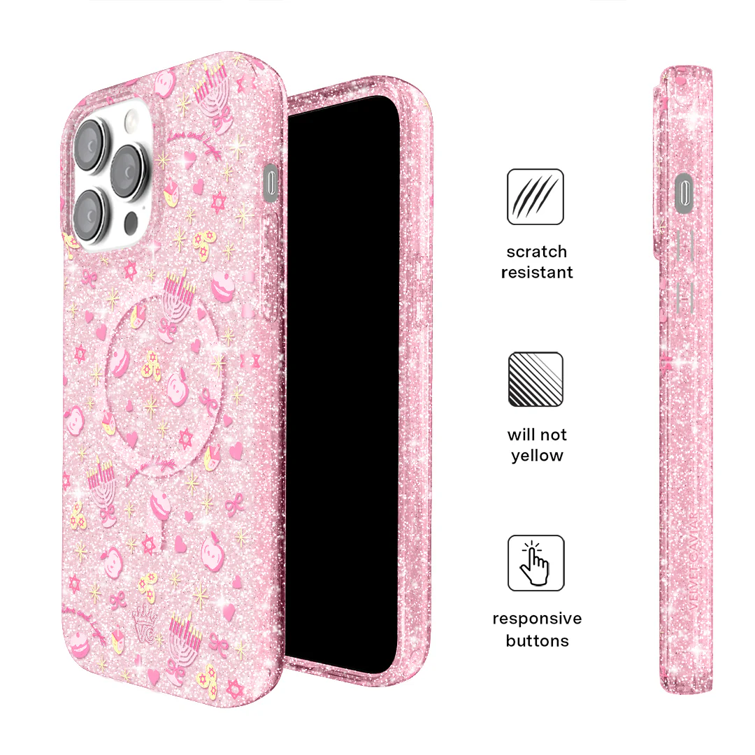 Pink Hanukkah Glitter iPhone Case - Image 65