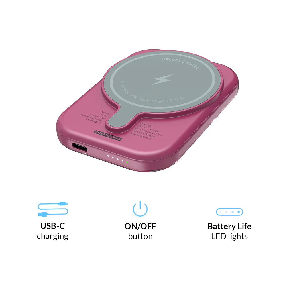 Pink Ruby Leopard Portable MagSafe Charger Power Pack - Image 6
