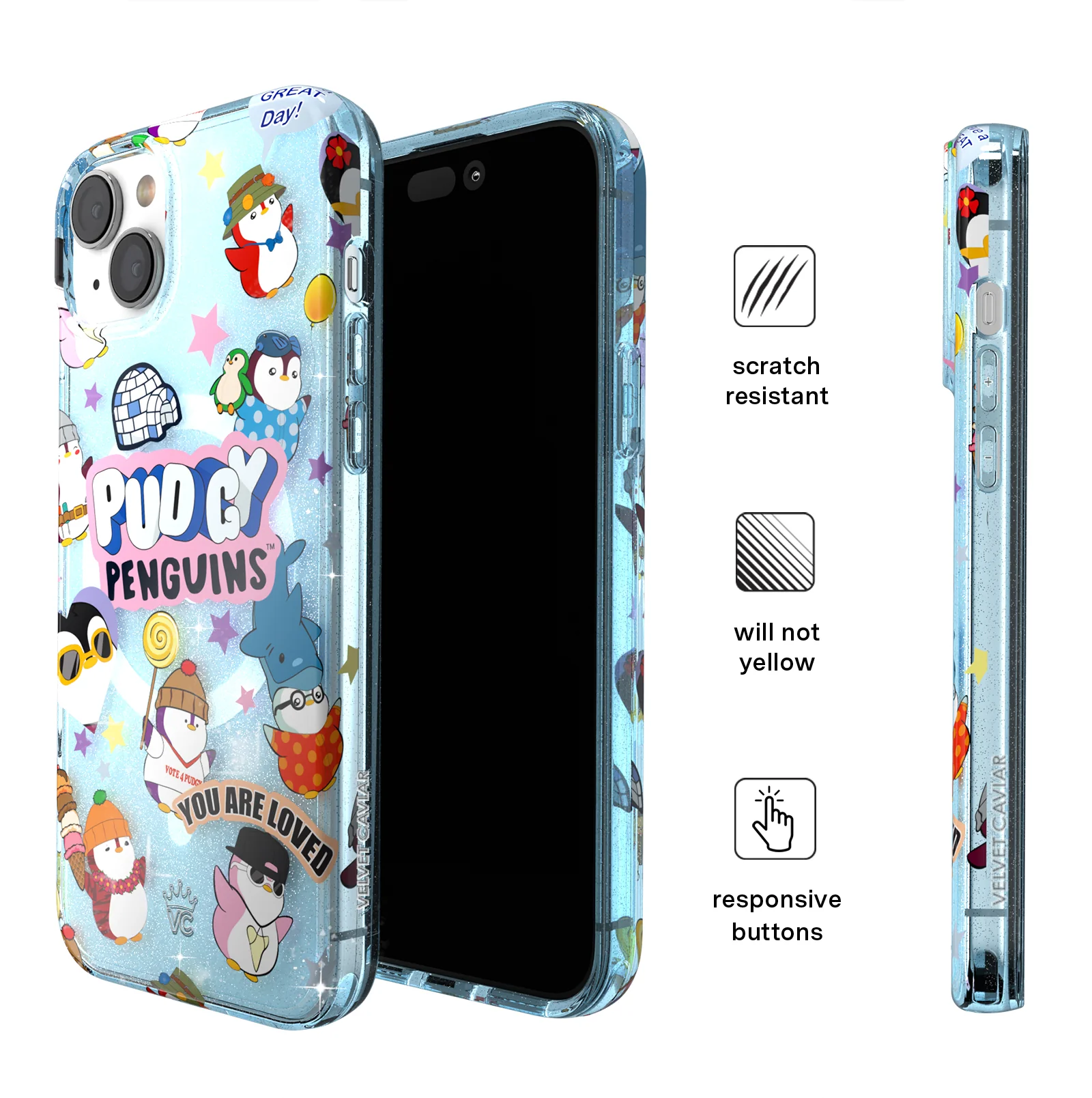 Pudgy Penguins Iceberg Glitter iPhone Case - Image 60