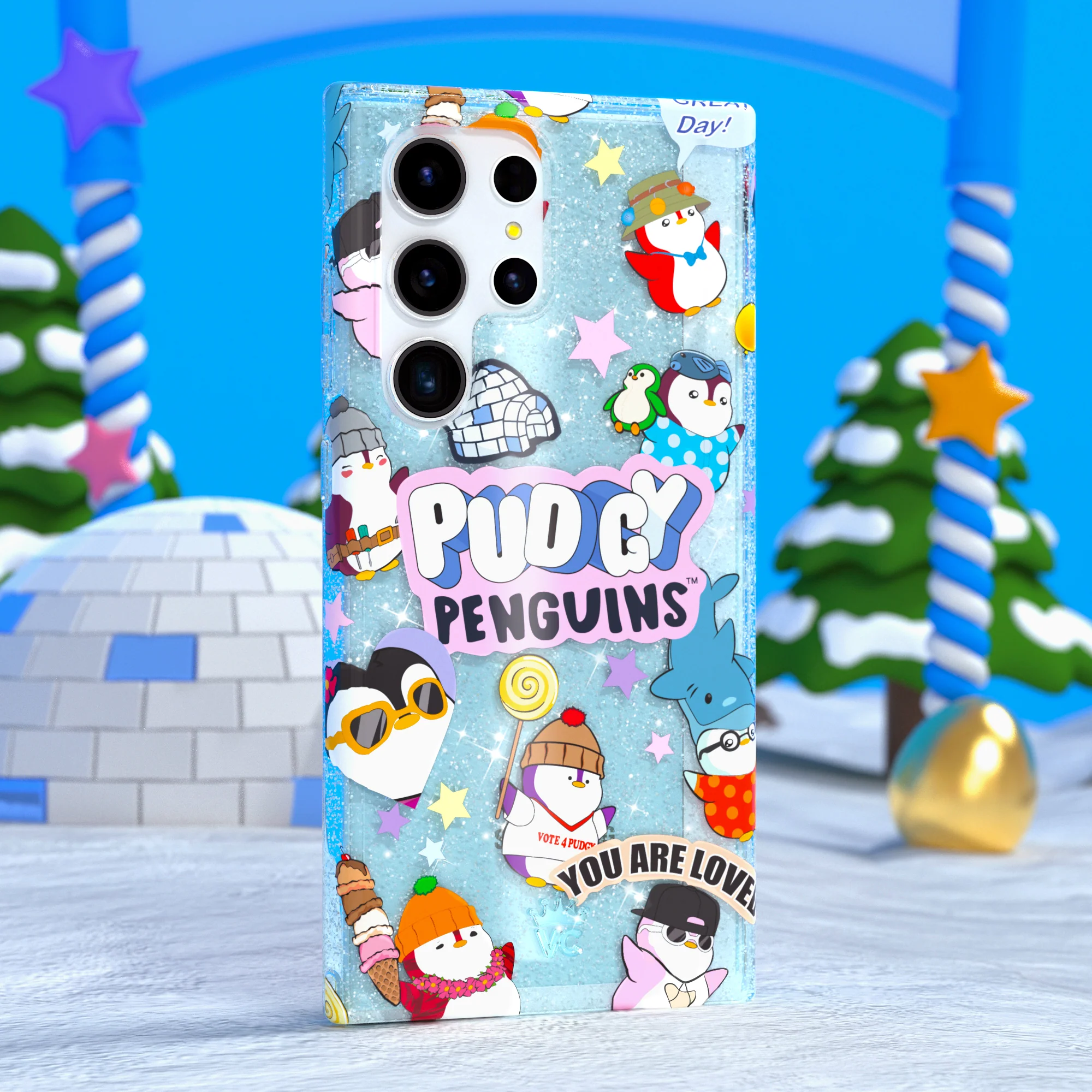 Pudgy Penguins Iceberg Glitter Samsung Case - Image 38
