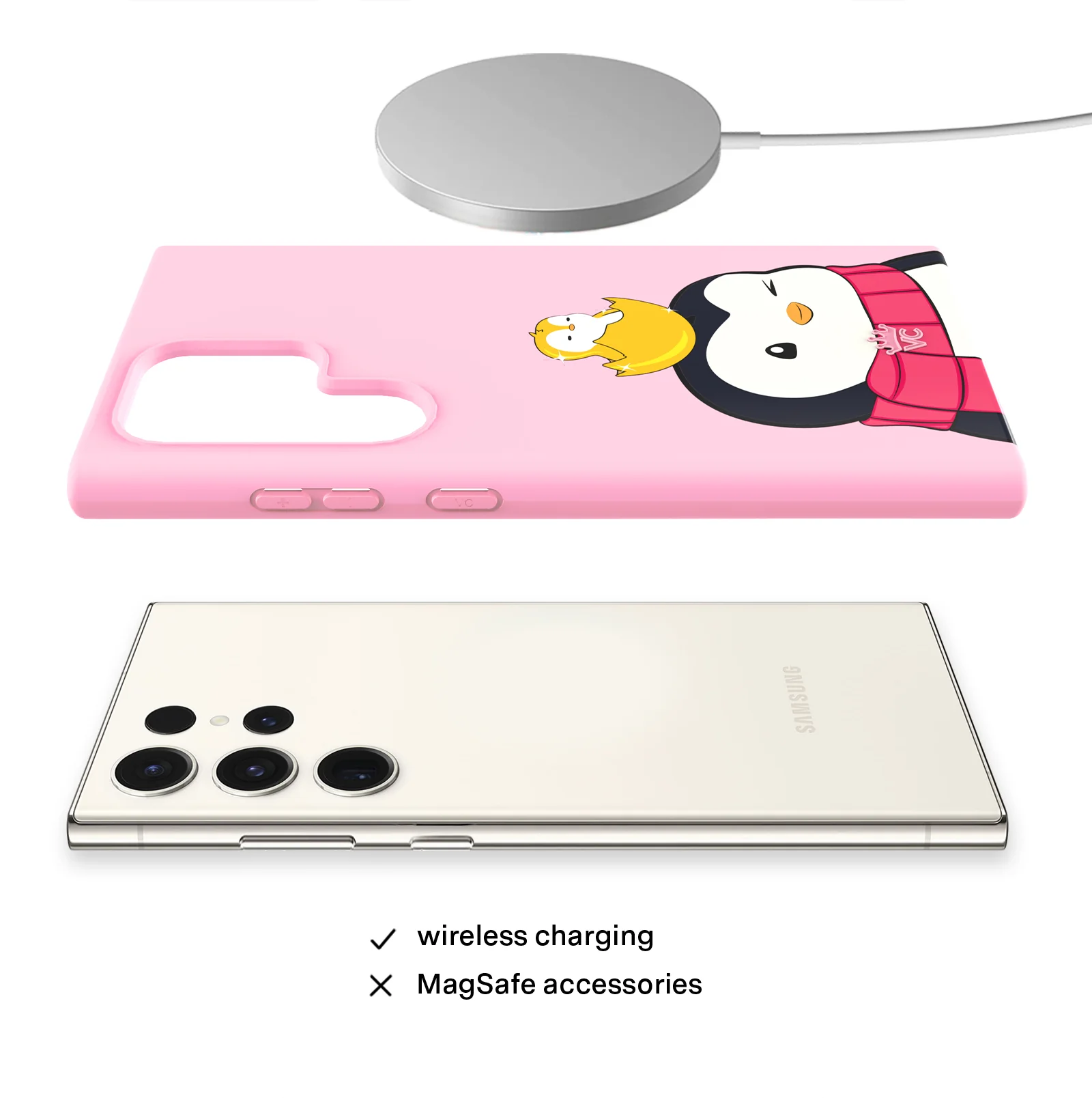 Pudgy Penguins Positive Pink Samsung Case - Image 16
