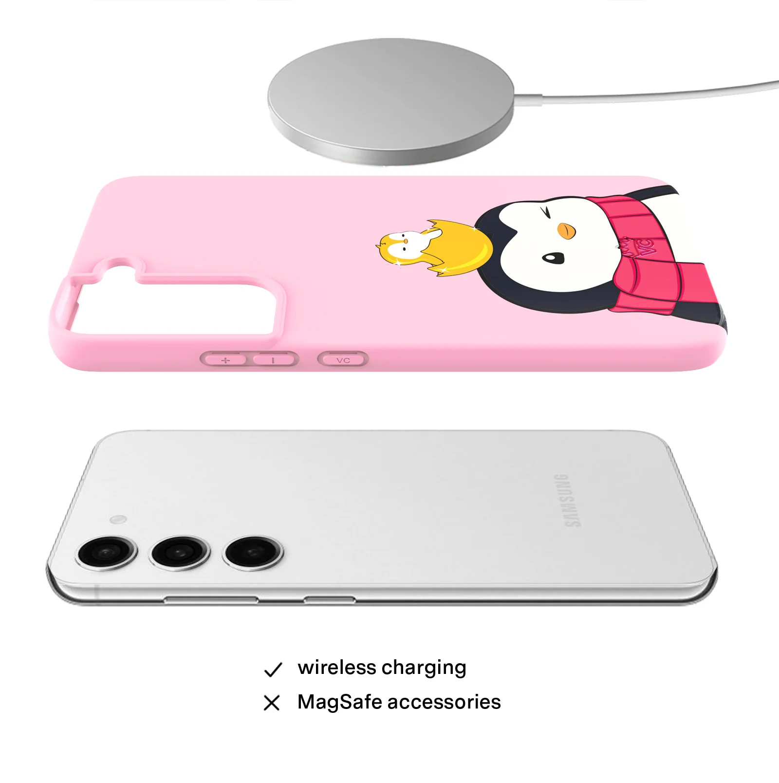 Pudgy Penguins Positive Pink Samsung Case - Image 46