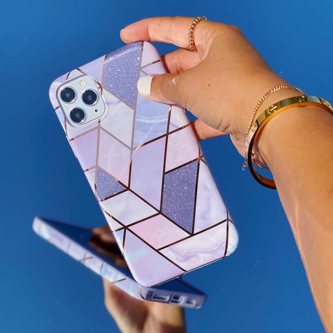 Purple Geometric Marble iPhone Case - Image 74