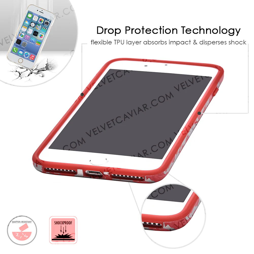 Red Marble Silver Chrome iPhone Case - Image 5