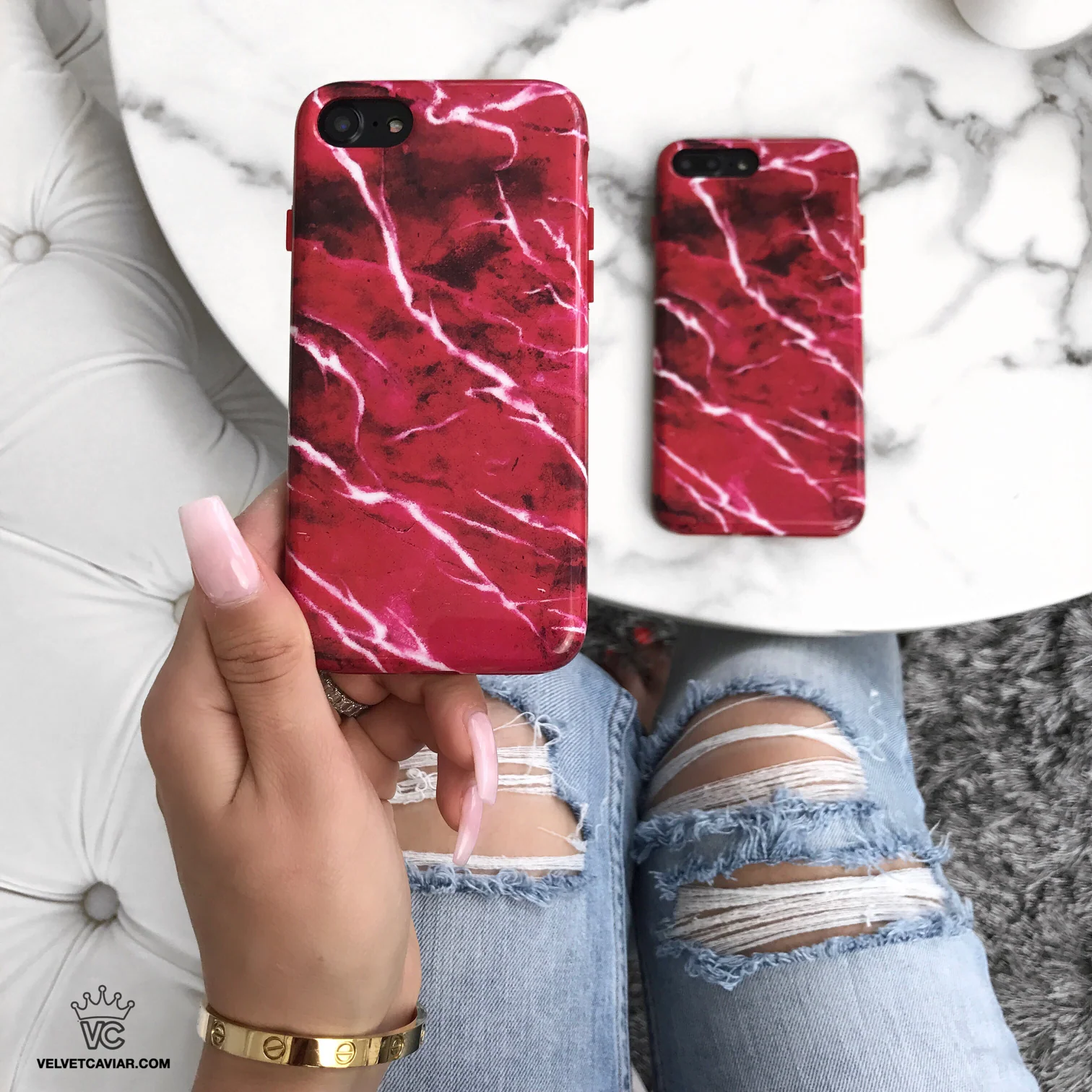 Red Velvet Marble iPhone Case - Image 2