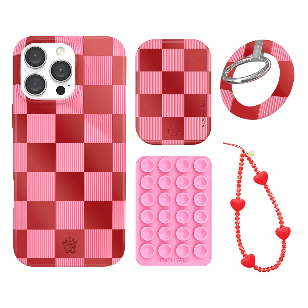 Rose Vibe Checkered iPhone Bundle Set - Grip - Image 18