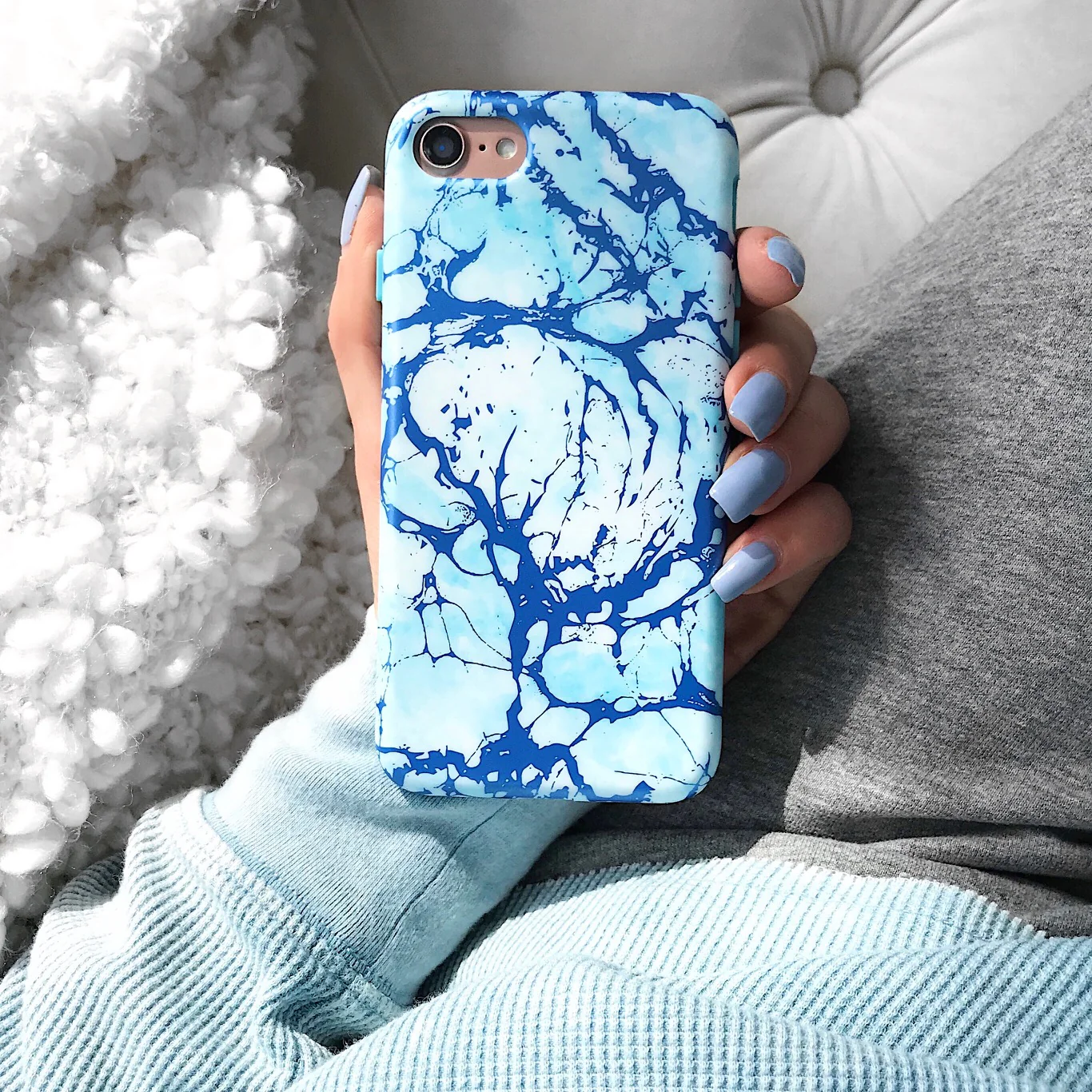 Ocean Blue Chrome Marble iPhone Case - Image 9