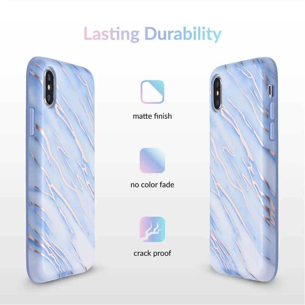 Sky Blue Rose Gold Chrome Marble iPhone case - Image 45