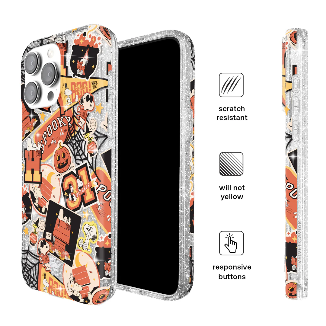 Snoopy Halloween Varsity Glitter iPhone Case - Image 30
