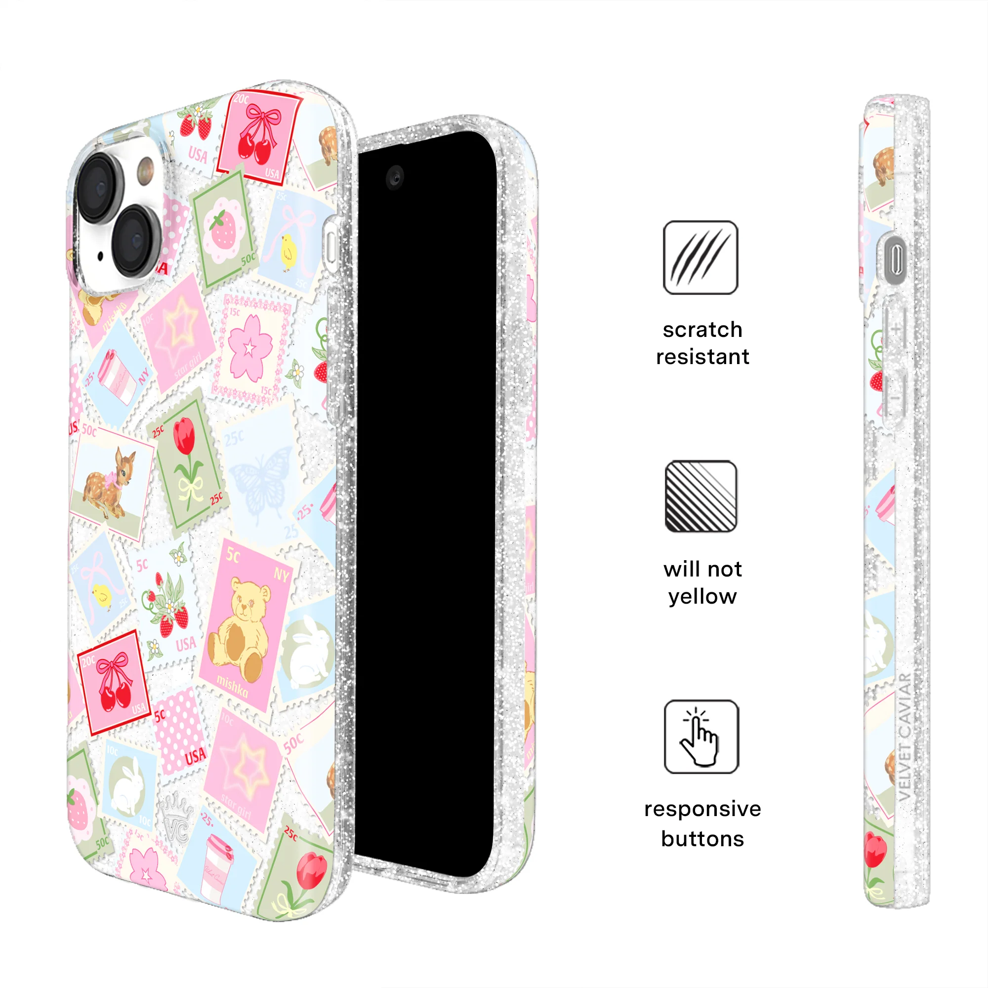 Spring Whimsy Stamps Glitter iPhone Case - Image 20