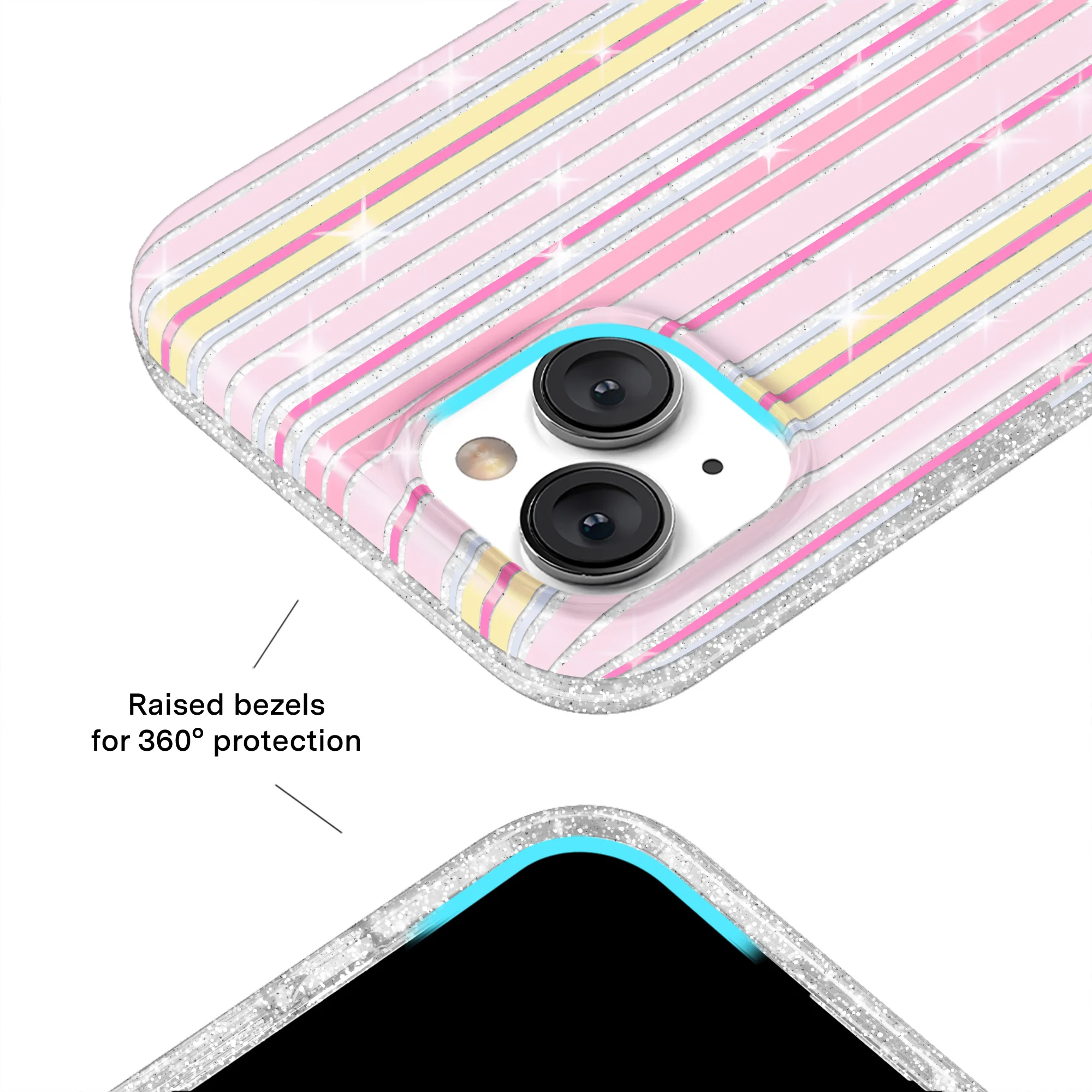 Sunkissed Stripes Glitter iPhone Case - Image 38