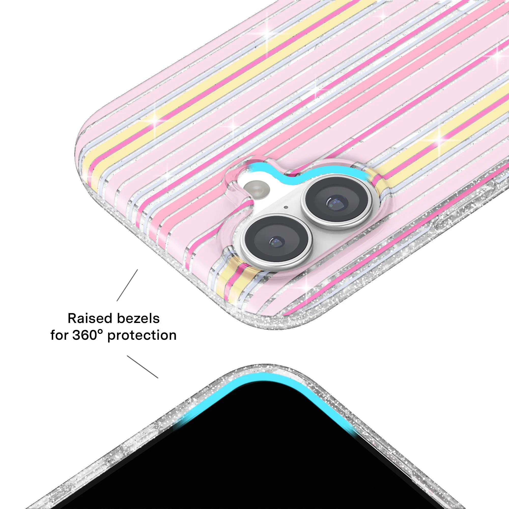 Sunkissed Stripes Glitter iPhone Case - Image 58