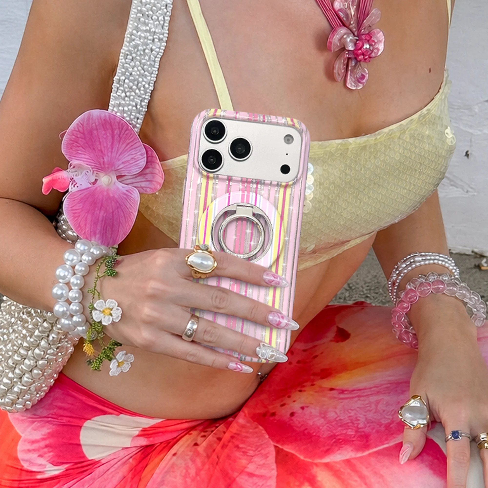 Sunkissed Stripes Glitter MagSafe Grip Ring - Image 6