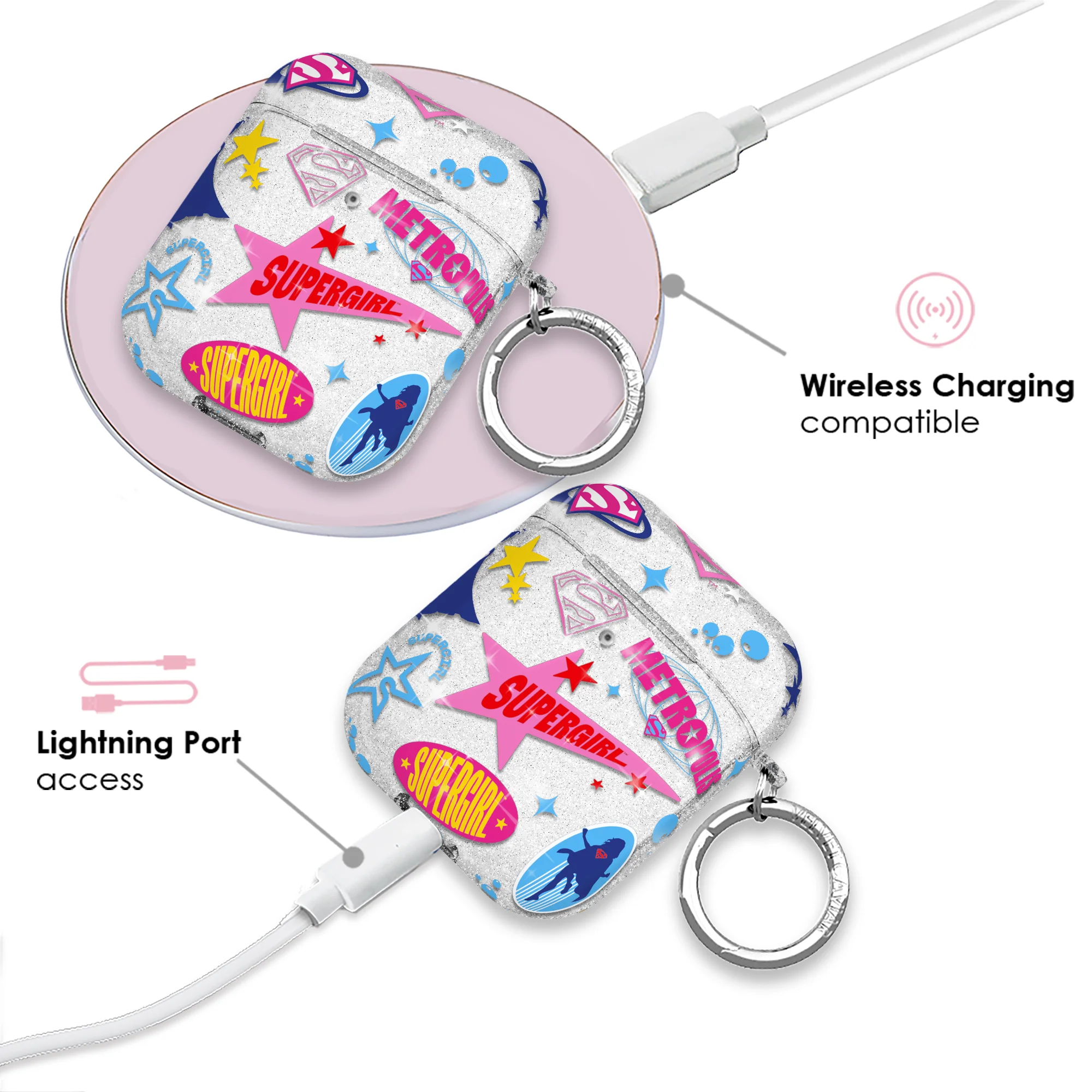 Supergirl Krypto Glitter AirPod Case - Image 4
