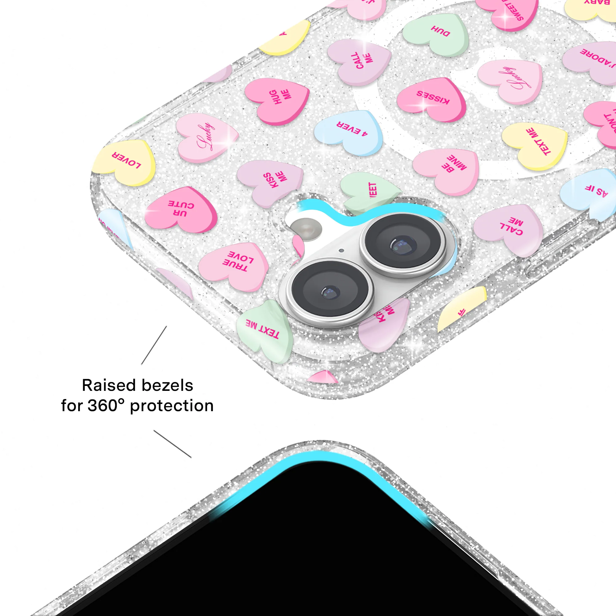 Sweet Hearts Glitter iPhone Case - Image 38