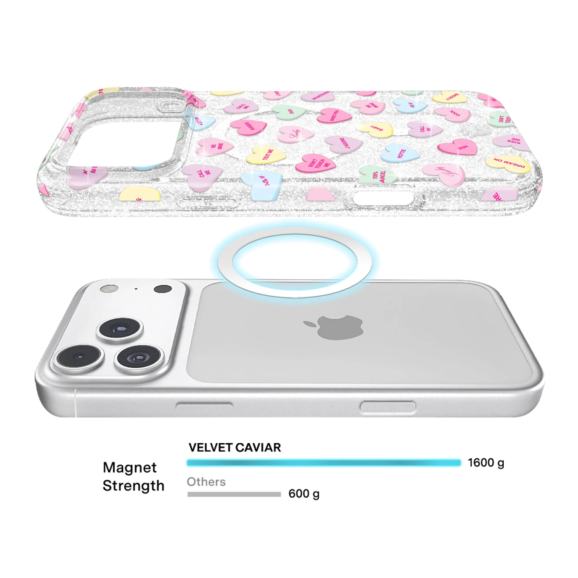 Sweet Hearts Glitter iPhone Case - Image 4