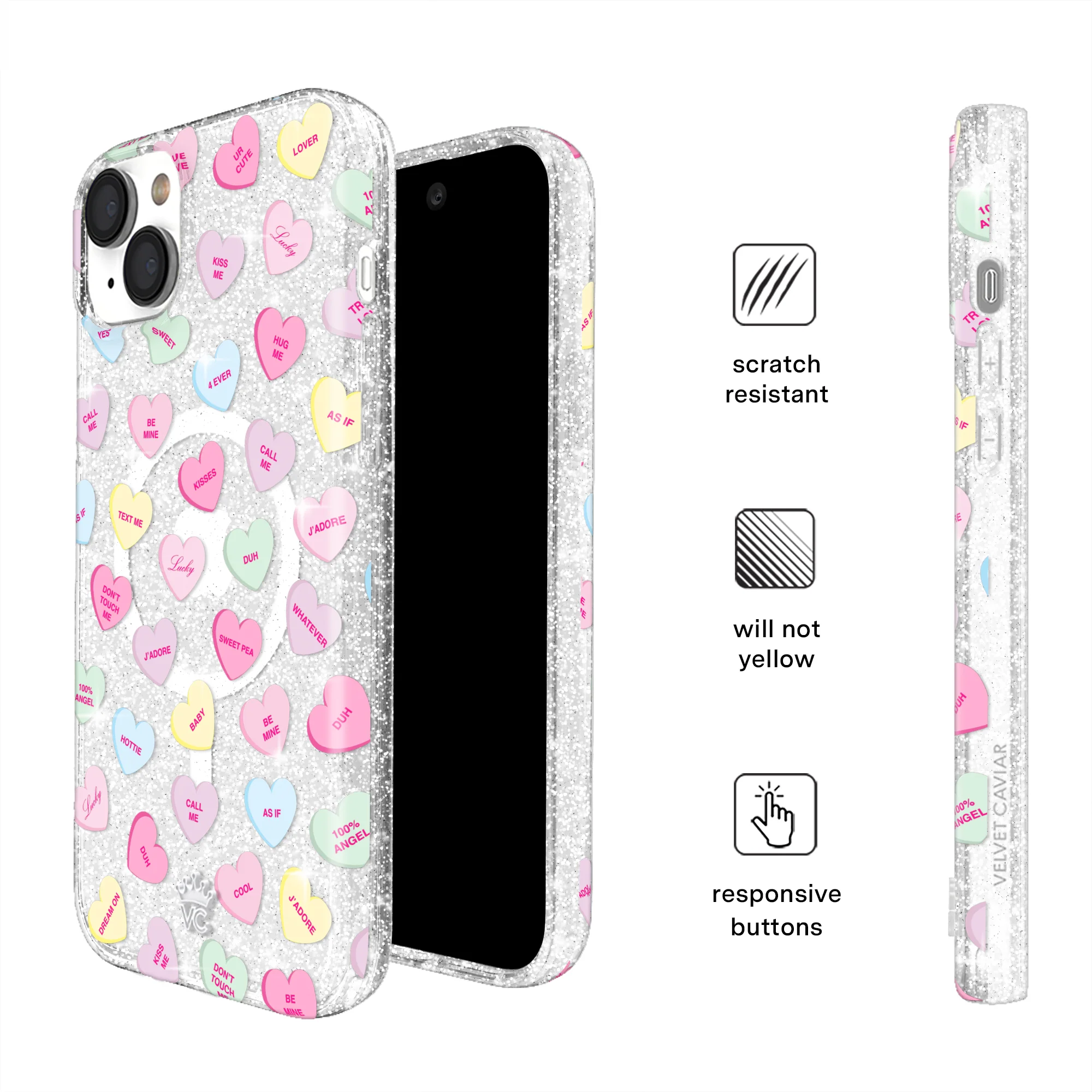 Sweet Hearts Glitter iPhone Case - Image 55