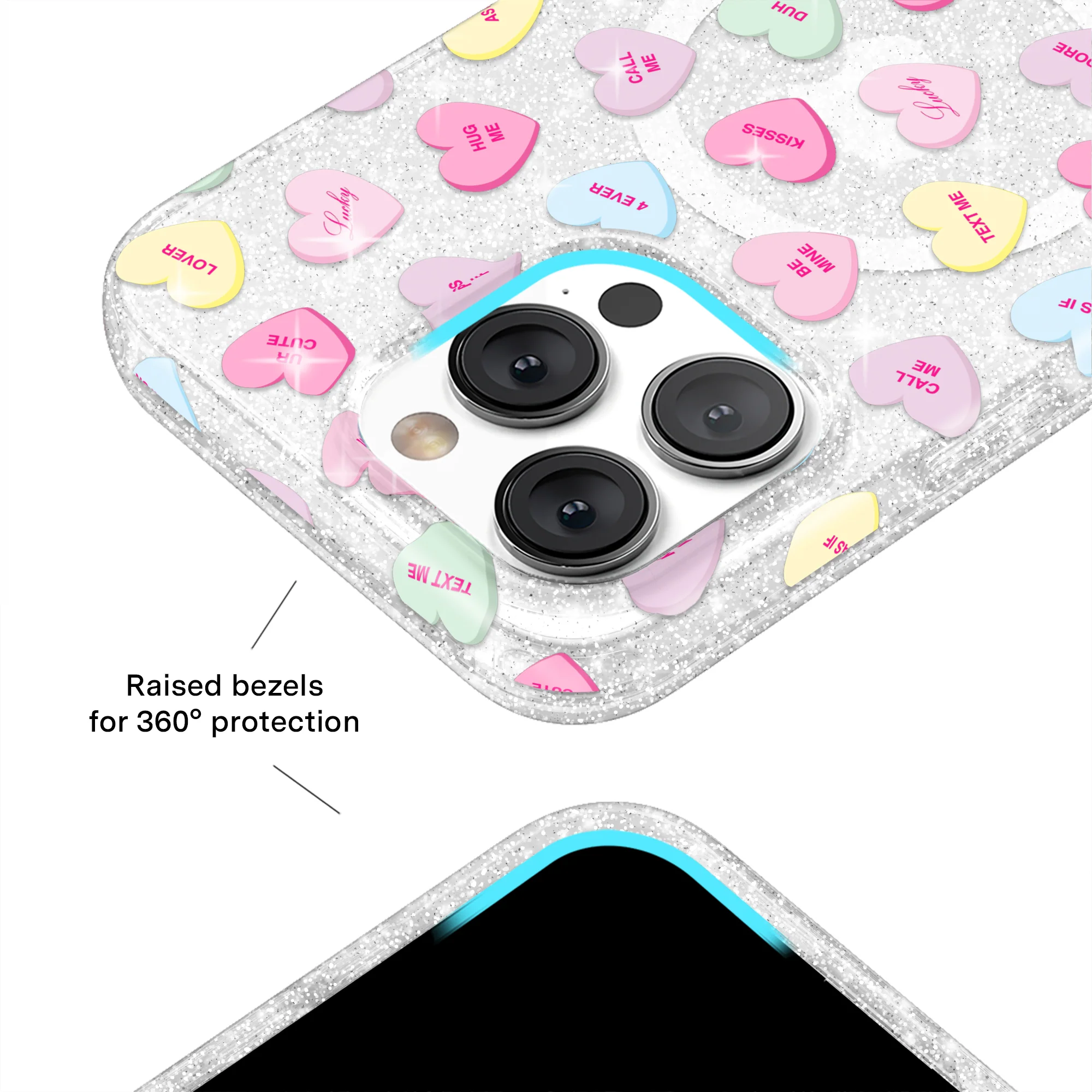 Sweet Hearts Glitter iPhone Case - Image 68