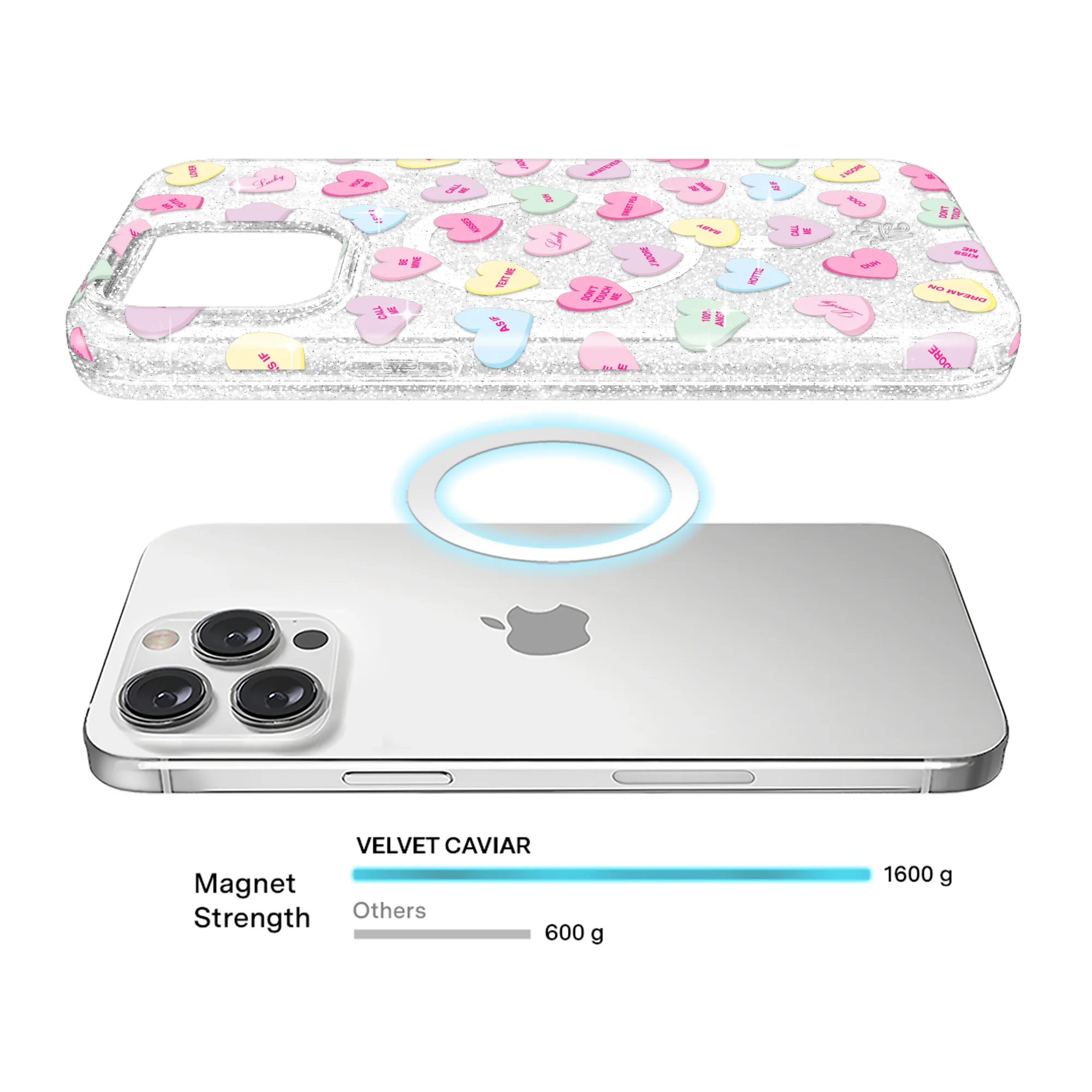 Sweet Hearts Glitter iPhone Case - Image 69