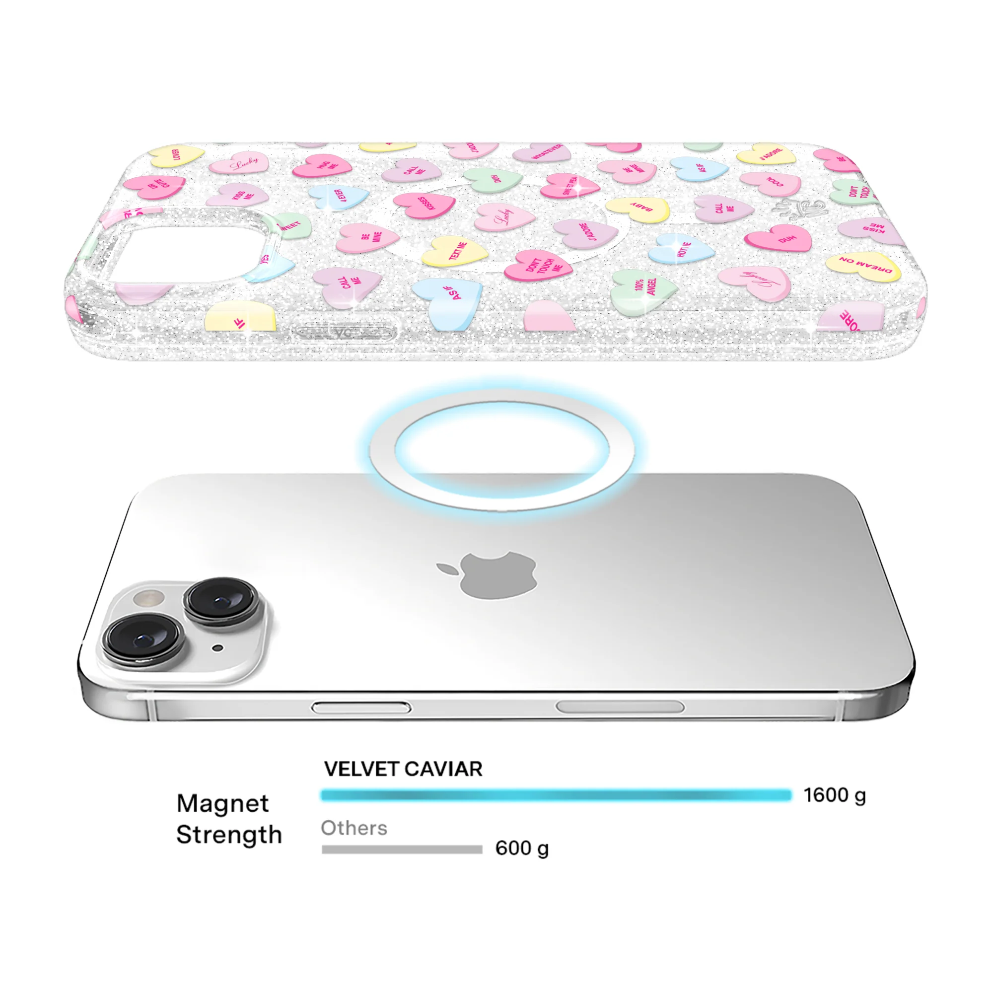 Sweet Hearts Glitter iPhone Case - Image 74
