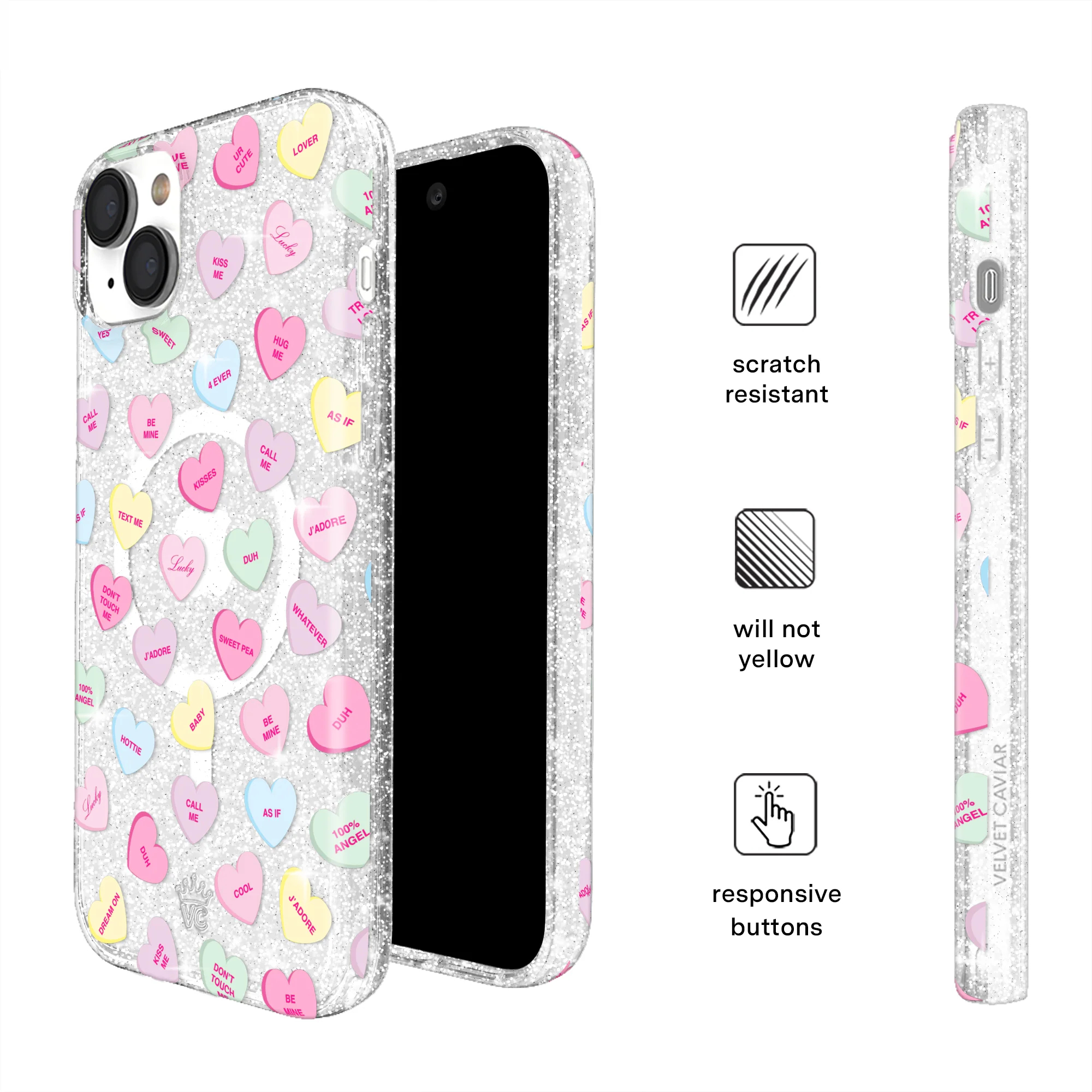 Sweet Hearts Glitter iPhone Case - Image 75