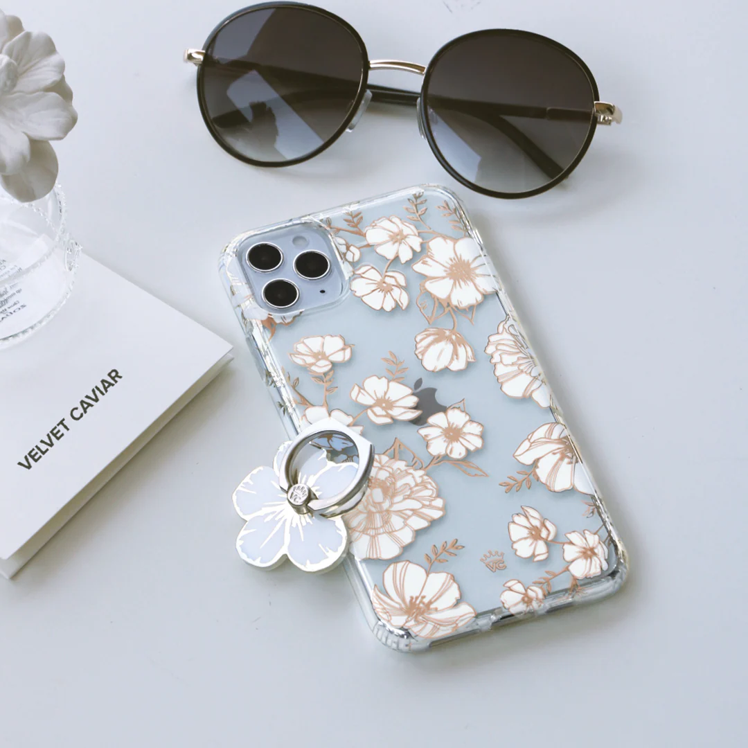White and Gold Floral Clear iPhone Case - Image 119