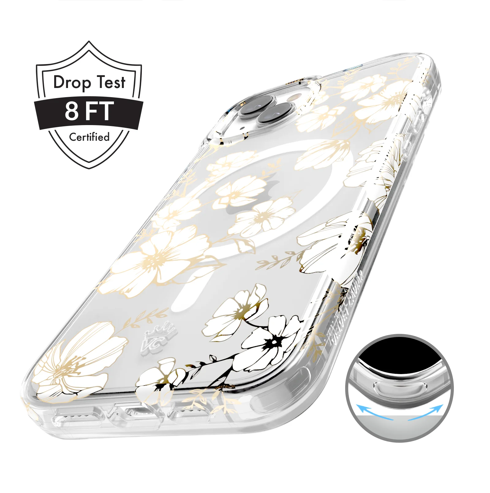 White and Gold Floral Clear iPhone Case - Image 122