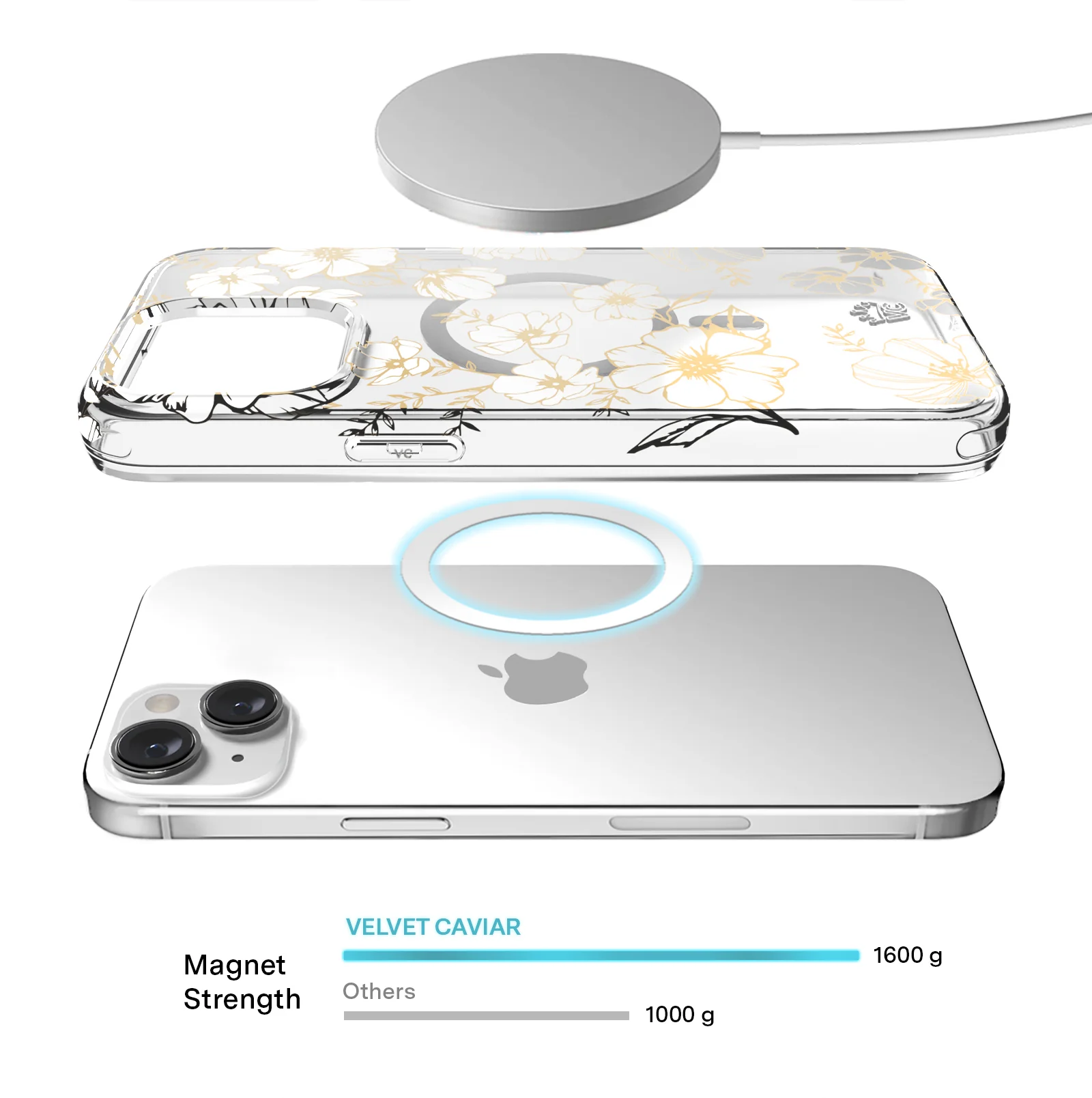White and Gold Floral Clear iPhone Case - Image 127