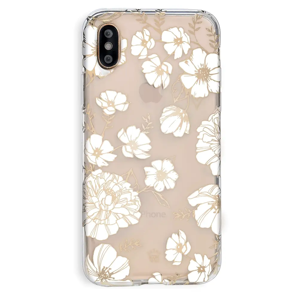 White and Gold Floral Clear iPhone Case - Image 13
