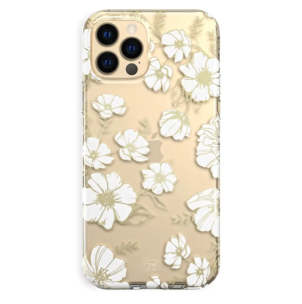 White and Gold Floral Clear iPhone Case - Image 54