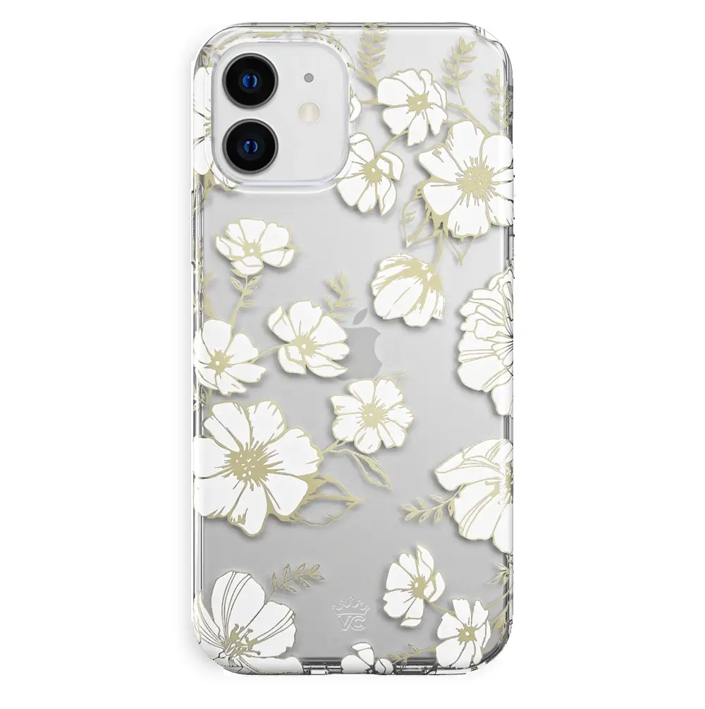 White and Gold Floral Clear iPhone Case - Image 59