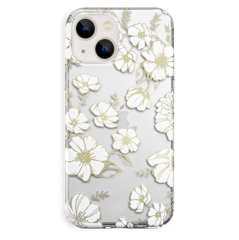 White and Gold Floral Clear iPhone Case - Image 69